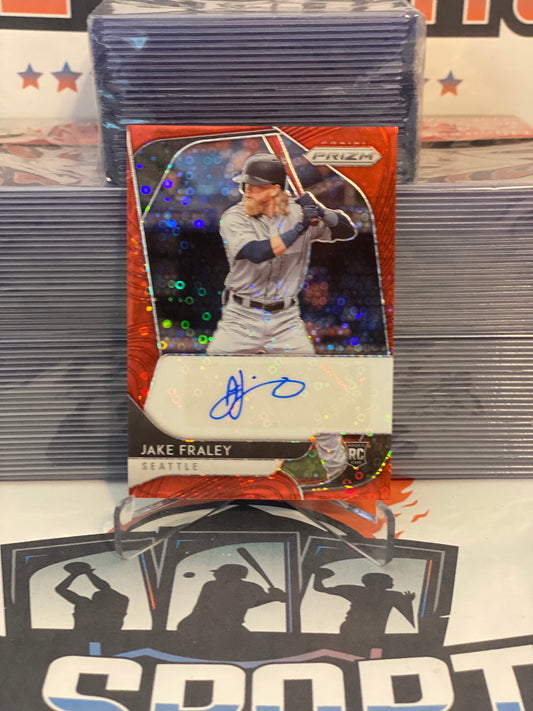 2020 Panini Prizm (Rookie Autograph, Red Donut Circles Prizm 28/35) Jake Fraley #RA-FR