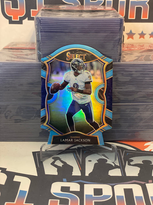 2020 Panini Select (Light Blue Die Cut Prizm) Lamar Jackson #3