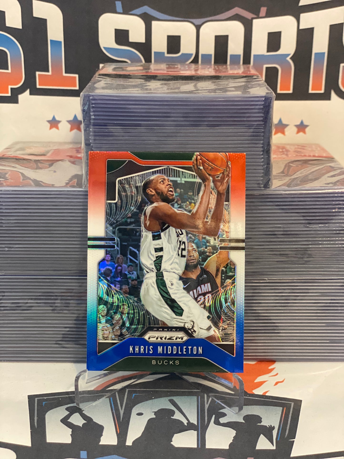 2019 Panini Prizm (Red White Blue Prizm) Khris Middleton #235
