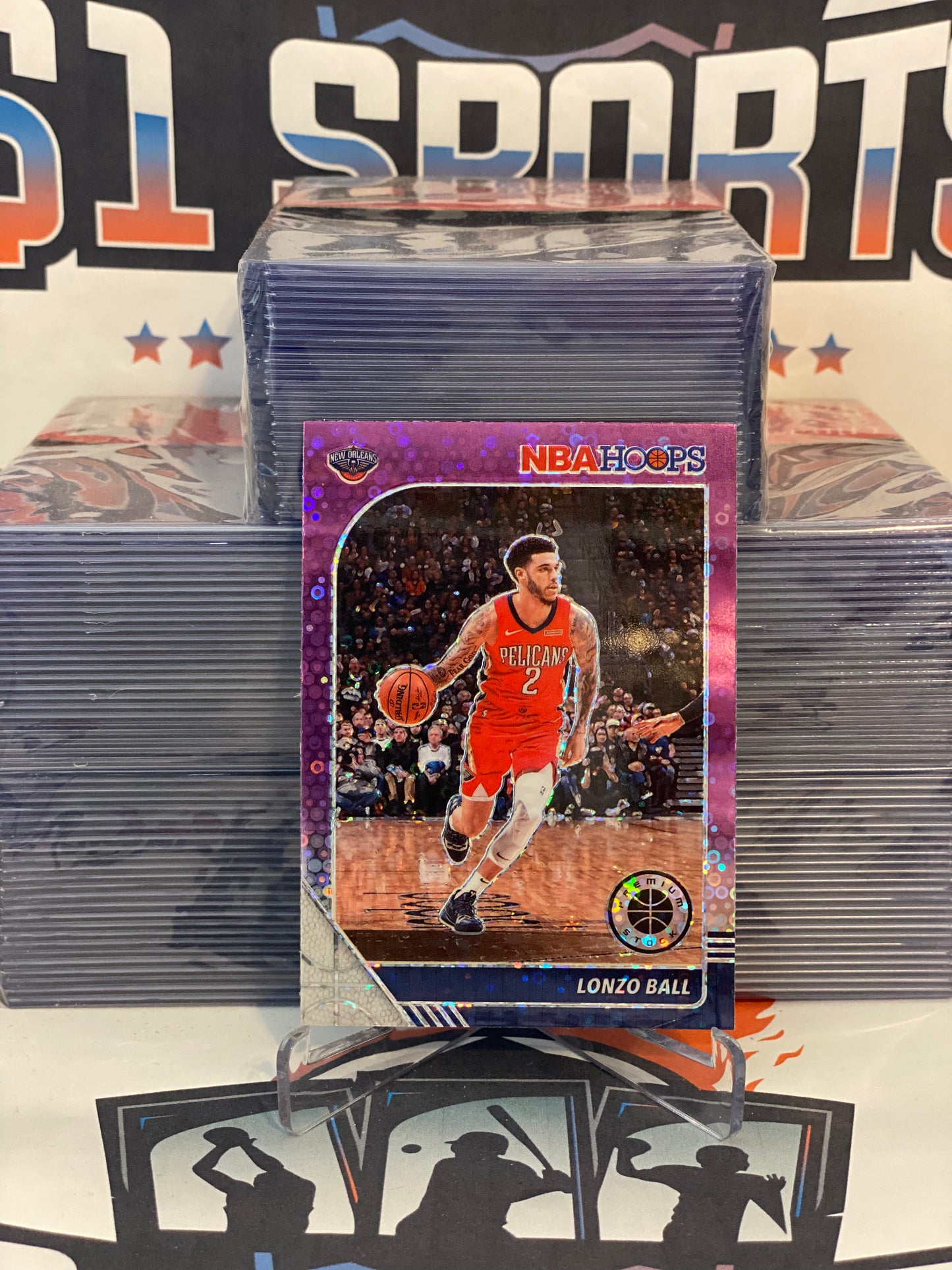 2019 Hoops Premium Stock (Purple Disco Prizm) Lonzo Ball #116