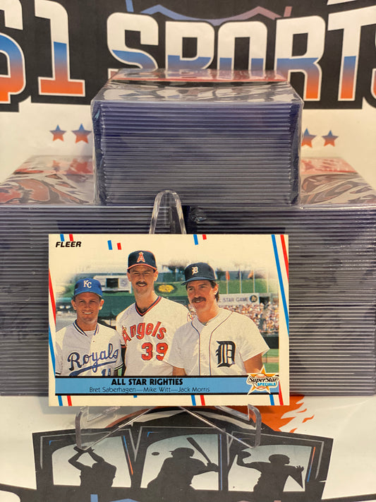 1988 Fleer (All Star Righties) Bret Saberhagen, Mike Witt & Jack Morris #626