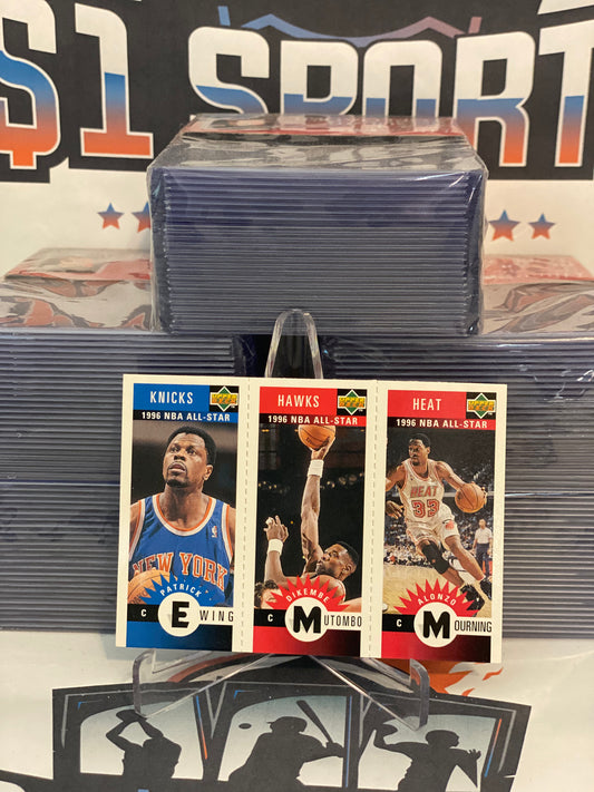 1996 Upper Deck Collector's Choice (Mini Cards) Patrick Ewing, Dikembe Mutombo, Alonzo Mourning #M135
