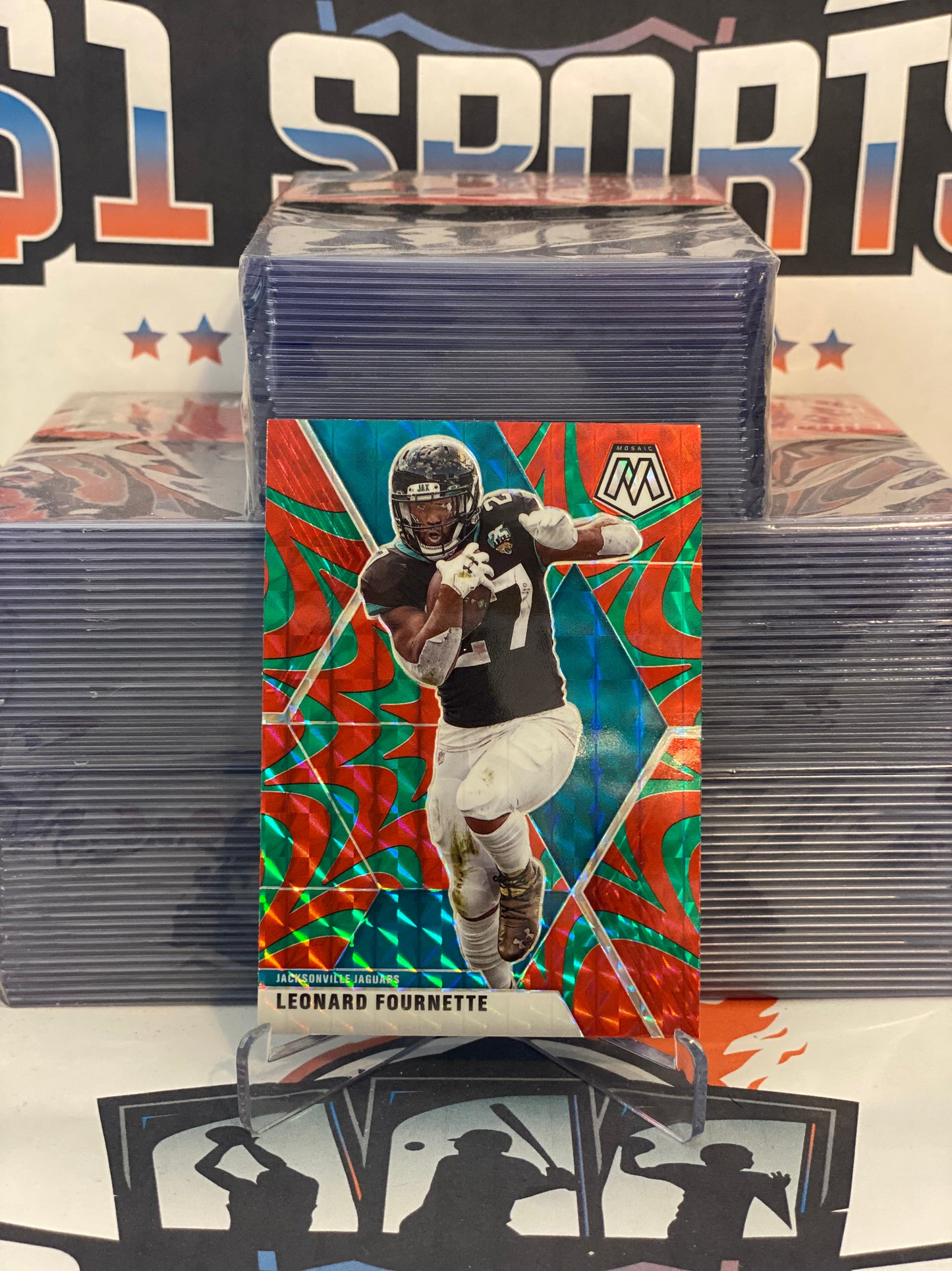 2020 Panini Mosaic (Reactive Green Prizm) Leonard Fournette #99