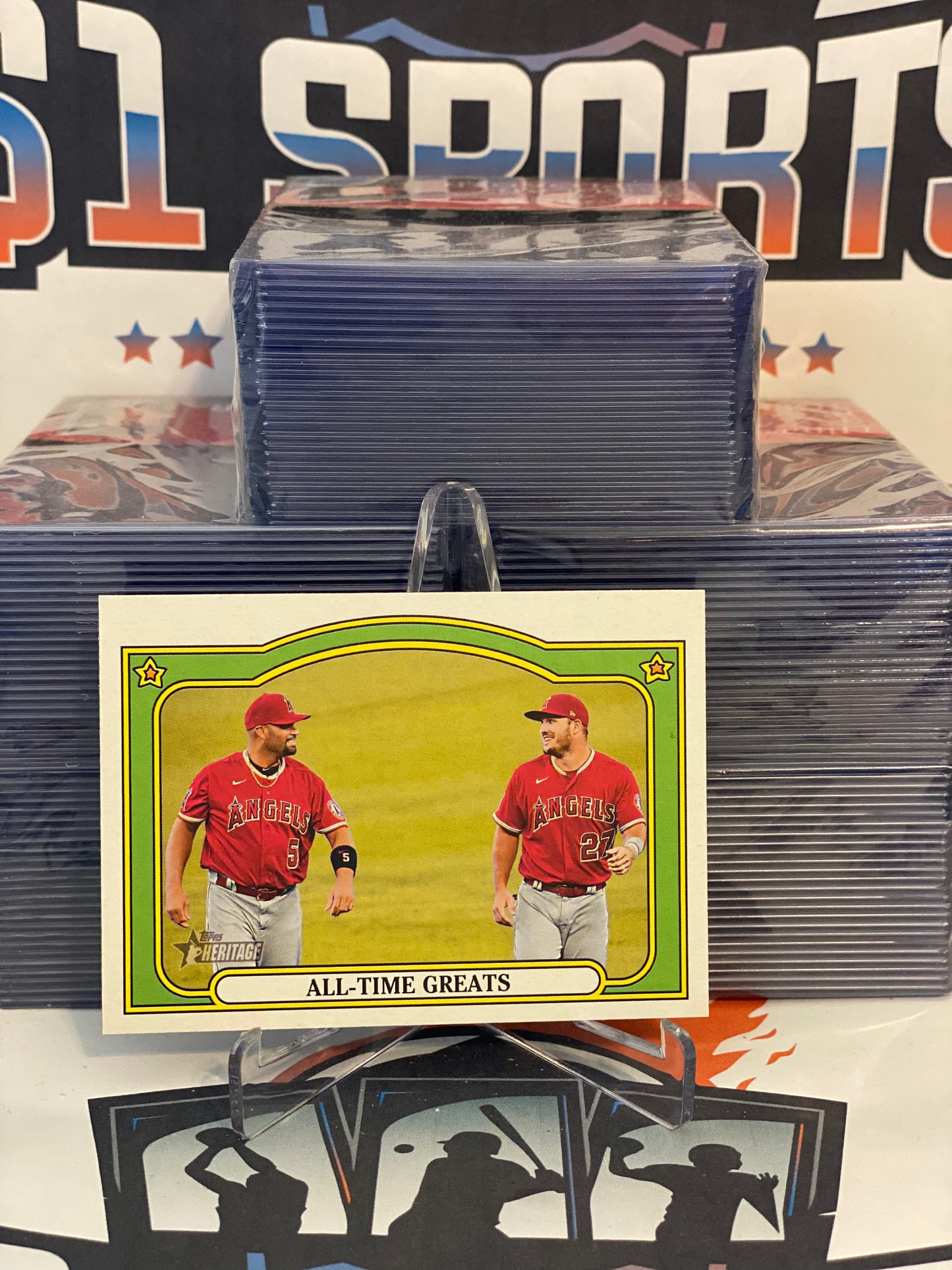 2021 Topps Heritage (All-Time Greats) Mike Trout & Albert Pujols #CC-8
