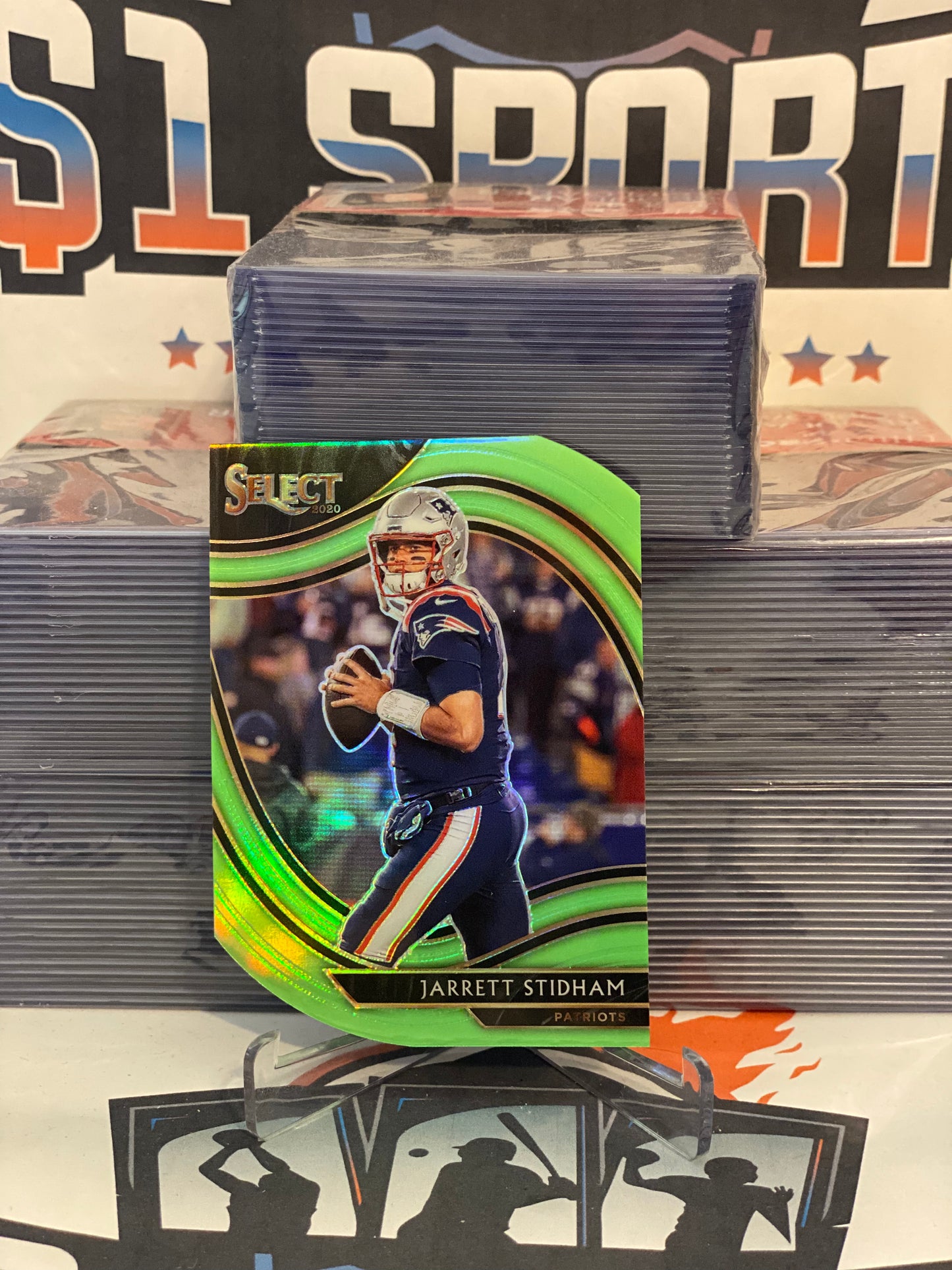 2020 Panini Prizm (Neon Green Die Cut Prizm, Field Level) Jarrett Stidham #336
