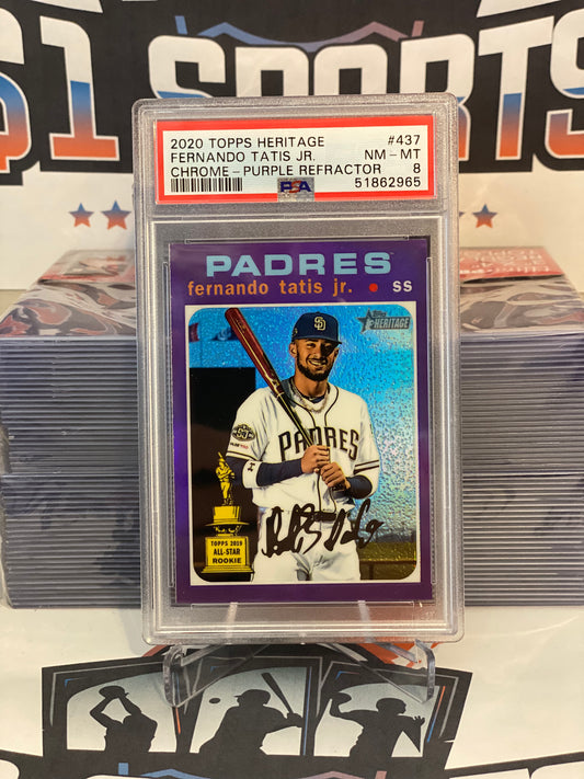 2020 Topps Heritage (Purple Refractor, Rookie Cup) Fernando Tatis Jr. #437 - PSA 8