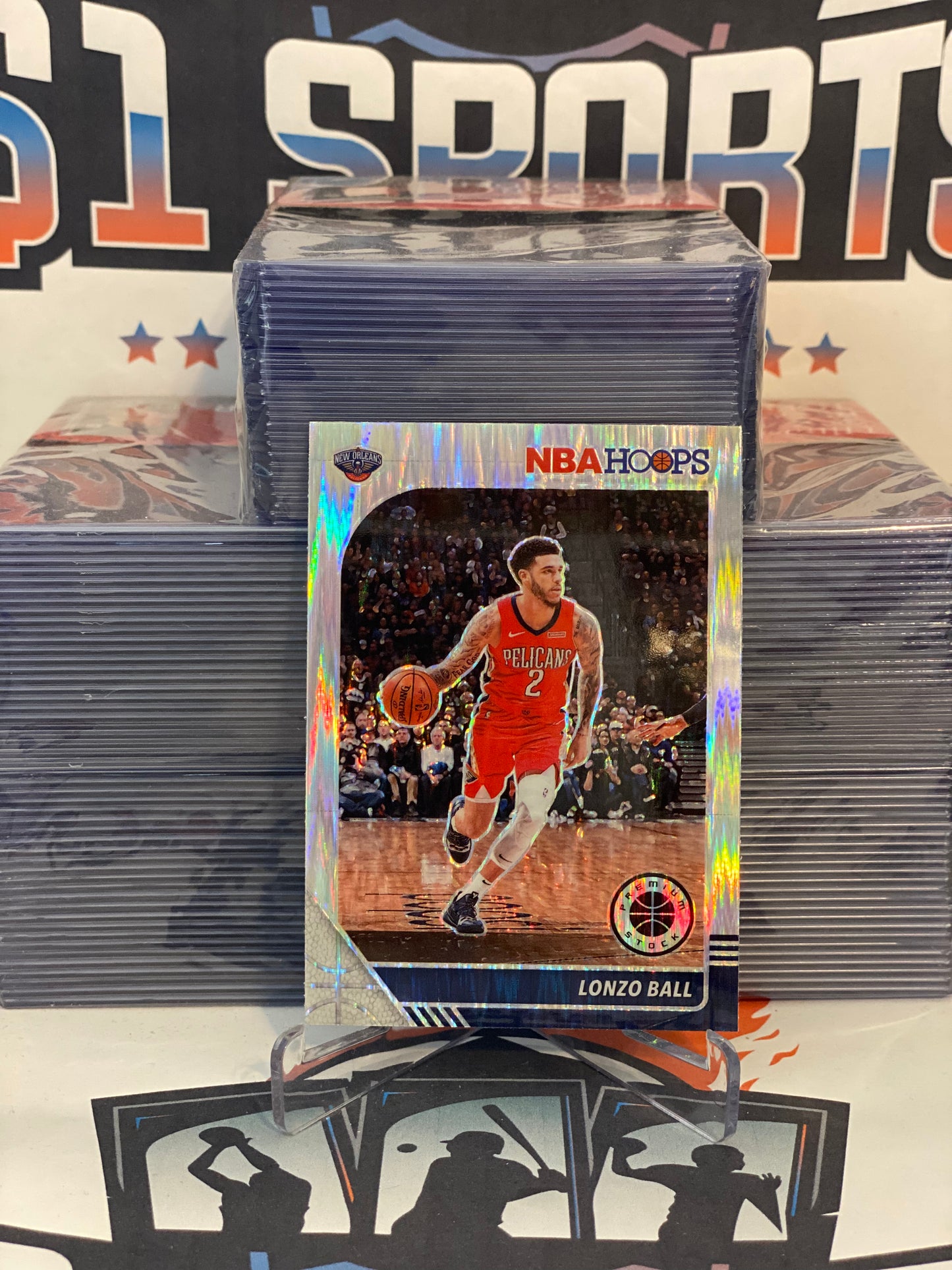 2019 Hoops Premium Stock (Silver Flash Prizm) Lonzo Ball #116