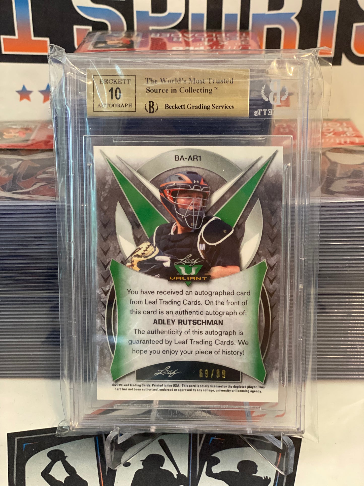 2019 Leaf Valiant (Green Prismatic Auto 69/99) Adley Rutschman #BA-AR1 - BGS 9.5 (Card) 10 (Auto)
