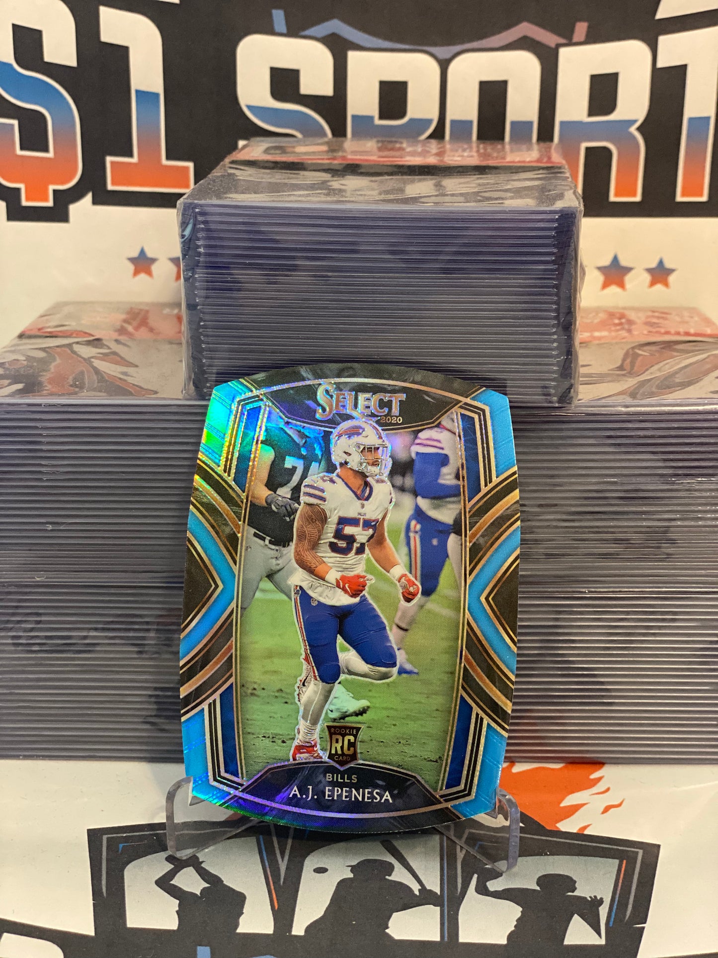 2020 Panini Select (Blue Die Cut Prizm) A.J. Epenesa Rookie #295