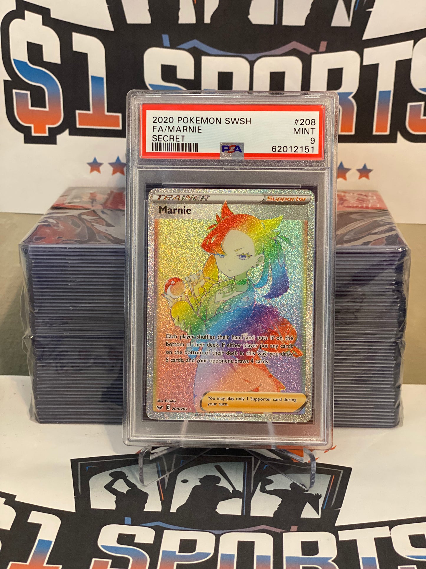 2020 Pokemon Sword & Shield (Secret Rare) Marnie #208 - PSA 9