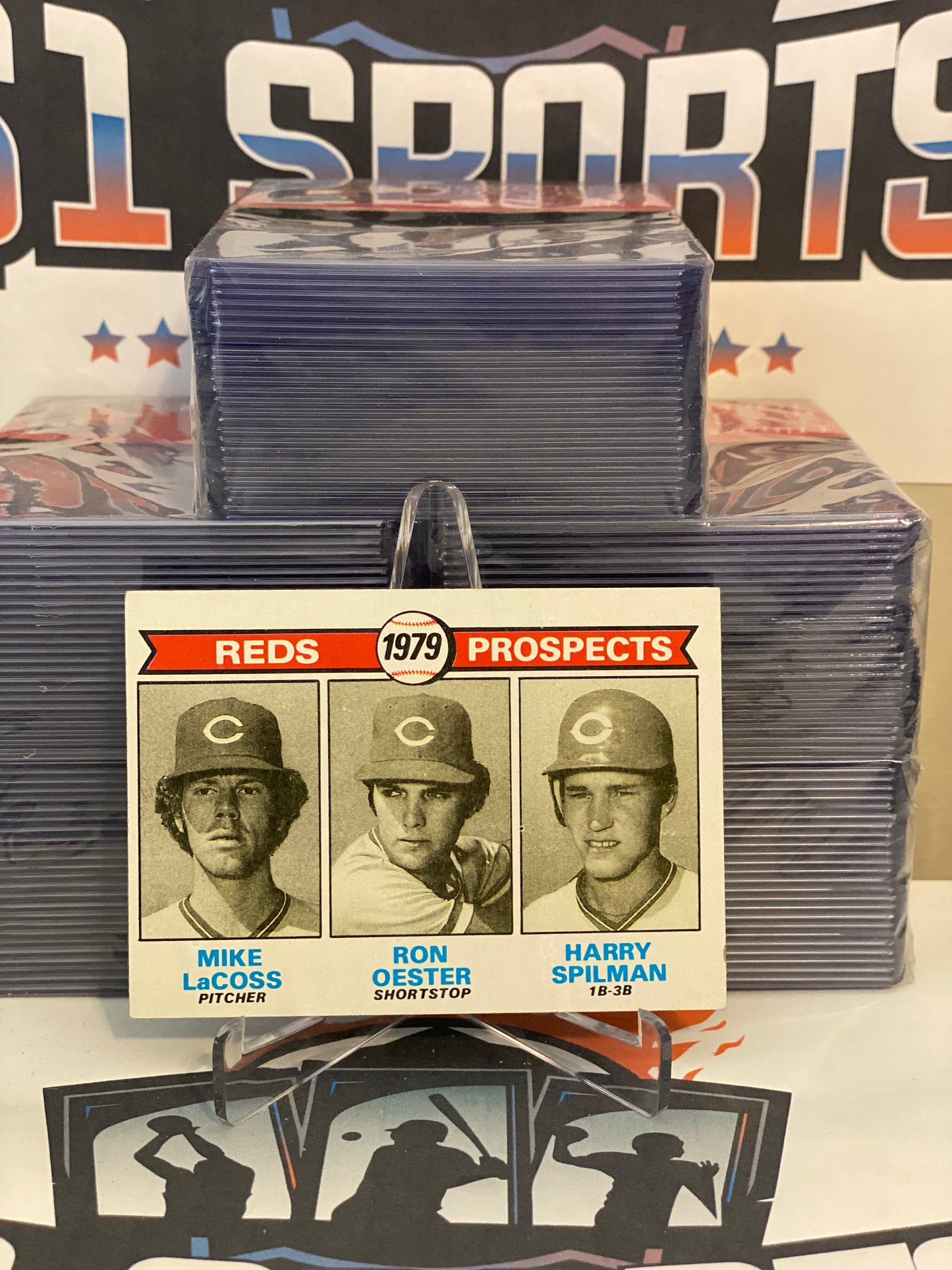 1979 Topps (Reds Prospects) Mike LaCoss, Ron Oester, Harry Spilman Rookie #717