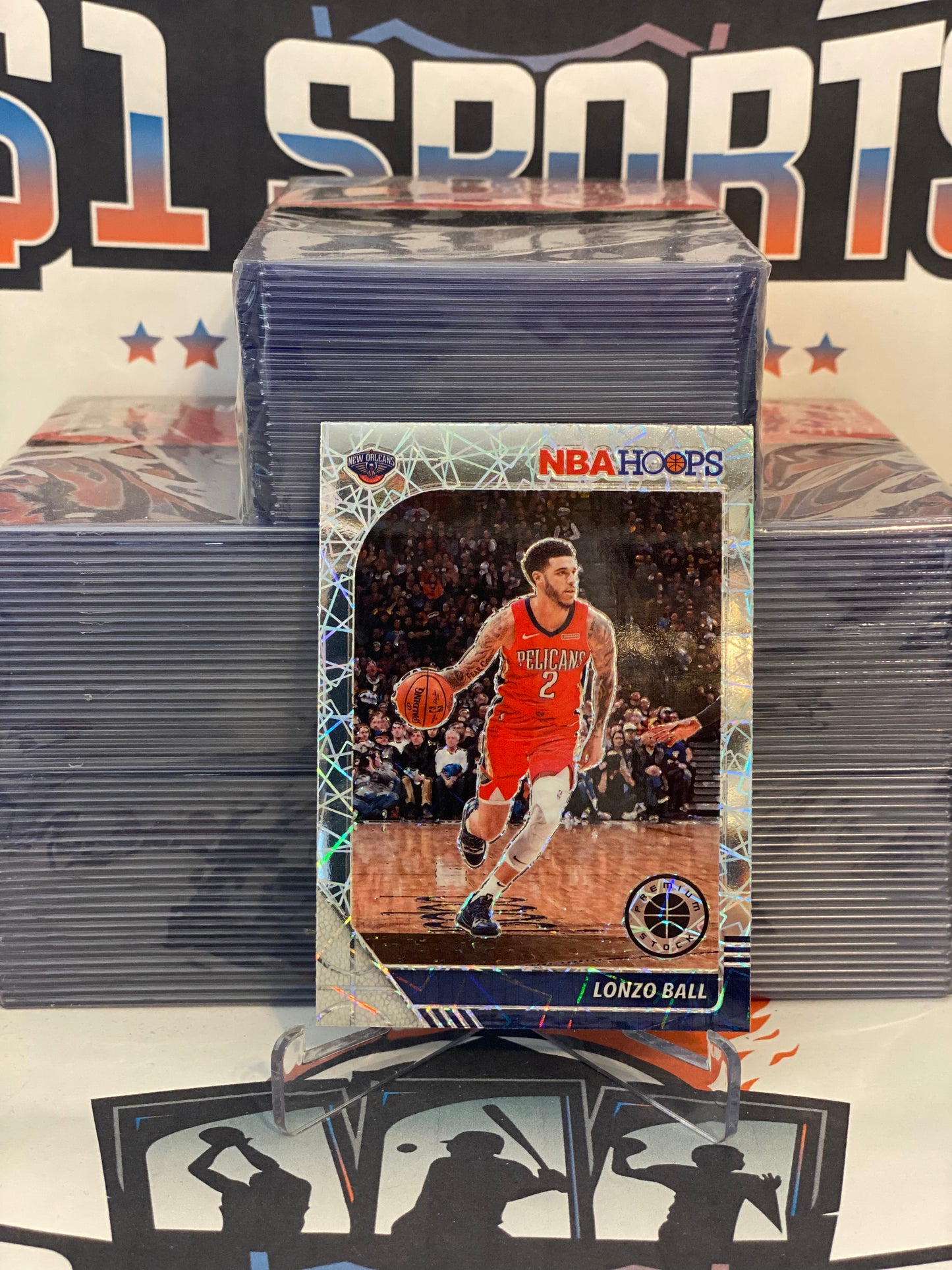 2019 Hoops Premium Stock (Silver Laser Prizm) Lonzo Ball #116