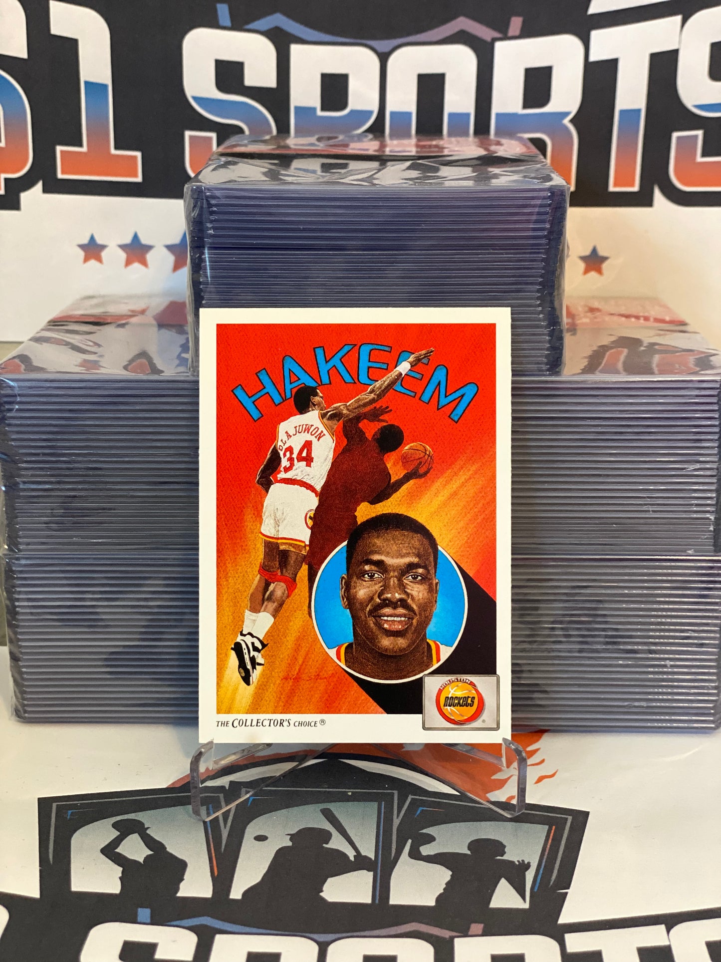 1991 Upper Deck (Houston Rockets Checklist Art) Hakeem Olajuwon #92