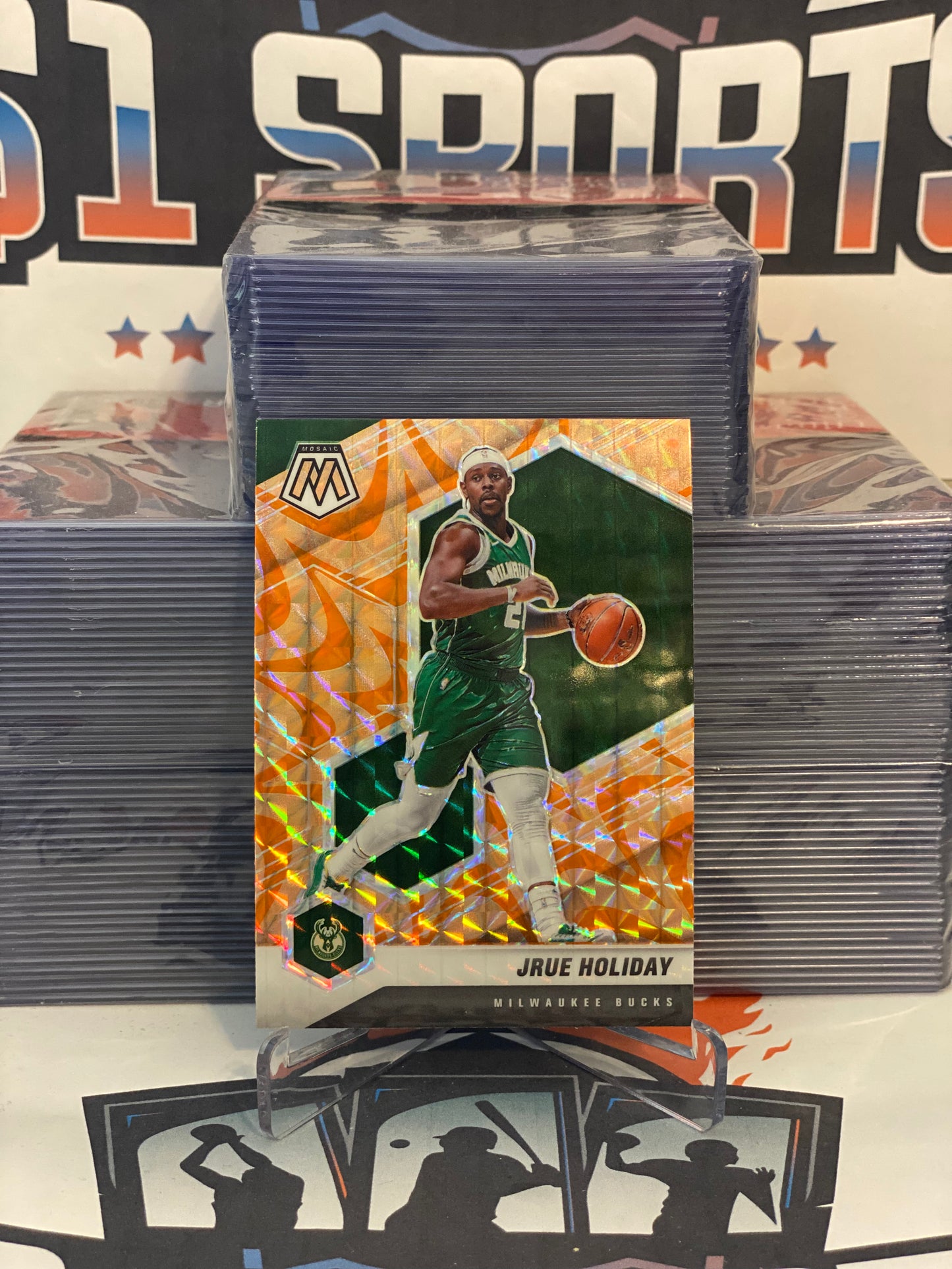 2020 Panini Mosaic (Orange Reactive Prizm) Jrue Holiday #156