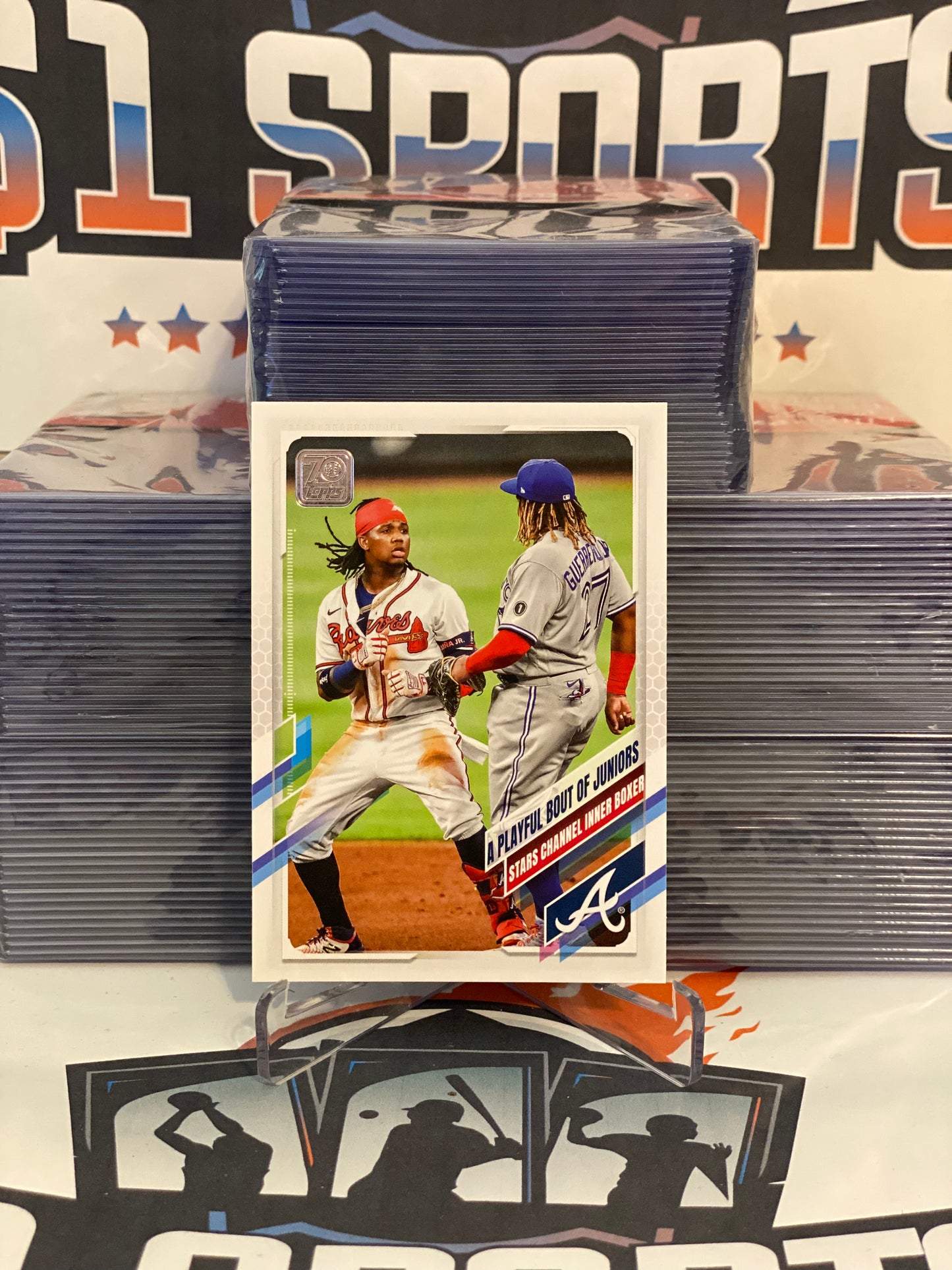 2021 Topps (A Playful Bout of Juniors) Ronald Acuna Jr. & Vladimir Guerrero Jr. #61