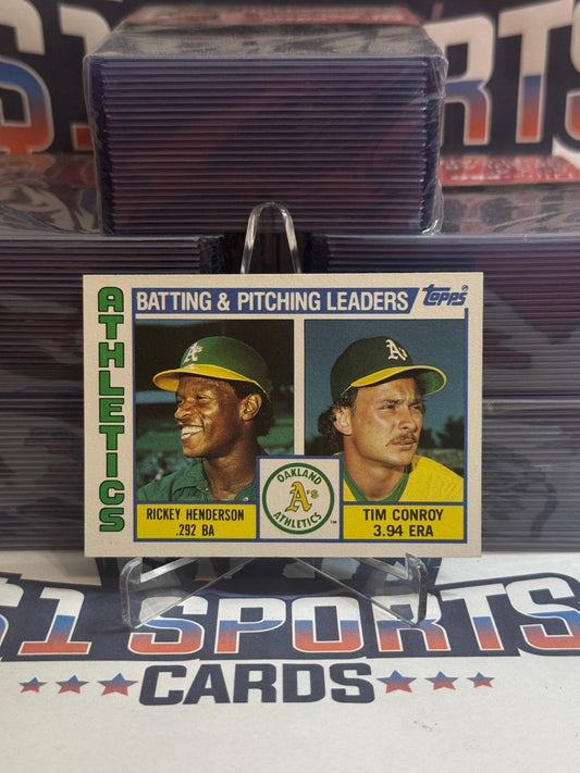 1984 Topps (Athletics Team Card) Rickey Henderson & Tim Conroy 156