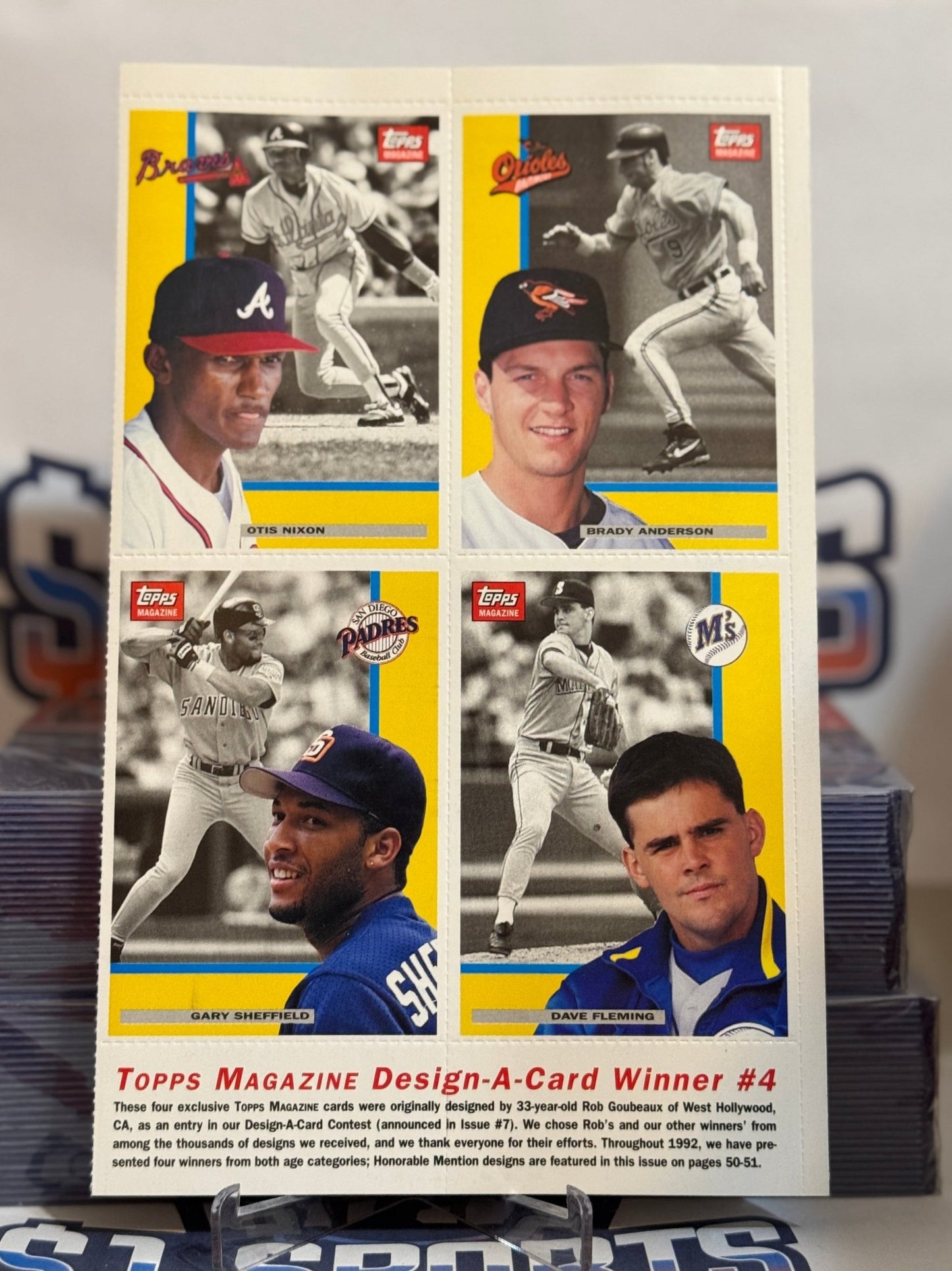 1992 Topps Magazine (Uncut Sheet) Otis Nixon, Brady Anderson, Gary Sheffield, Dave Fleming #TM89 - 92
