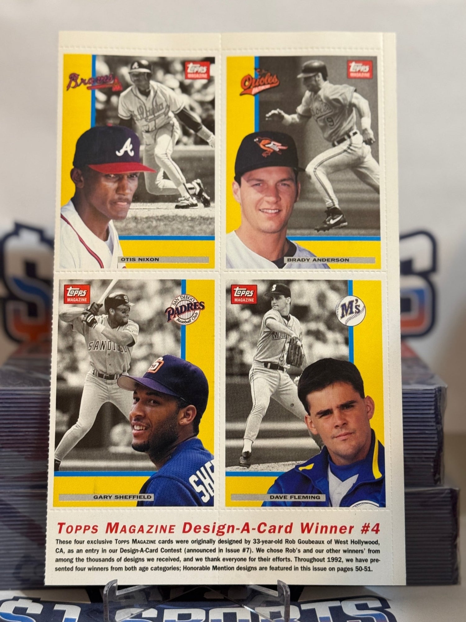 1992 Topps Magazine (Uncut Sheet) Otis Nixon, Brady Anderson, Gary Sheffield, Dave Fleming #TM89 - 92