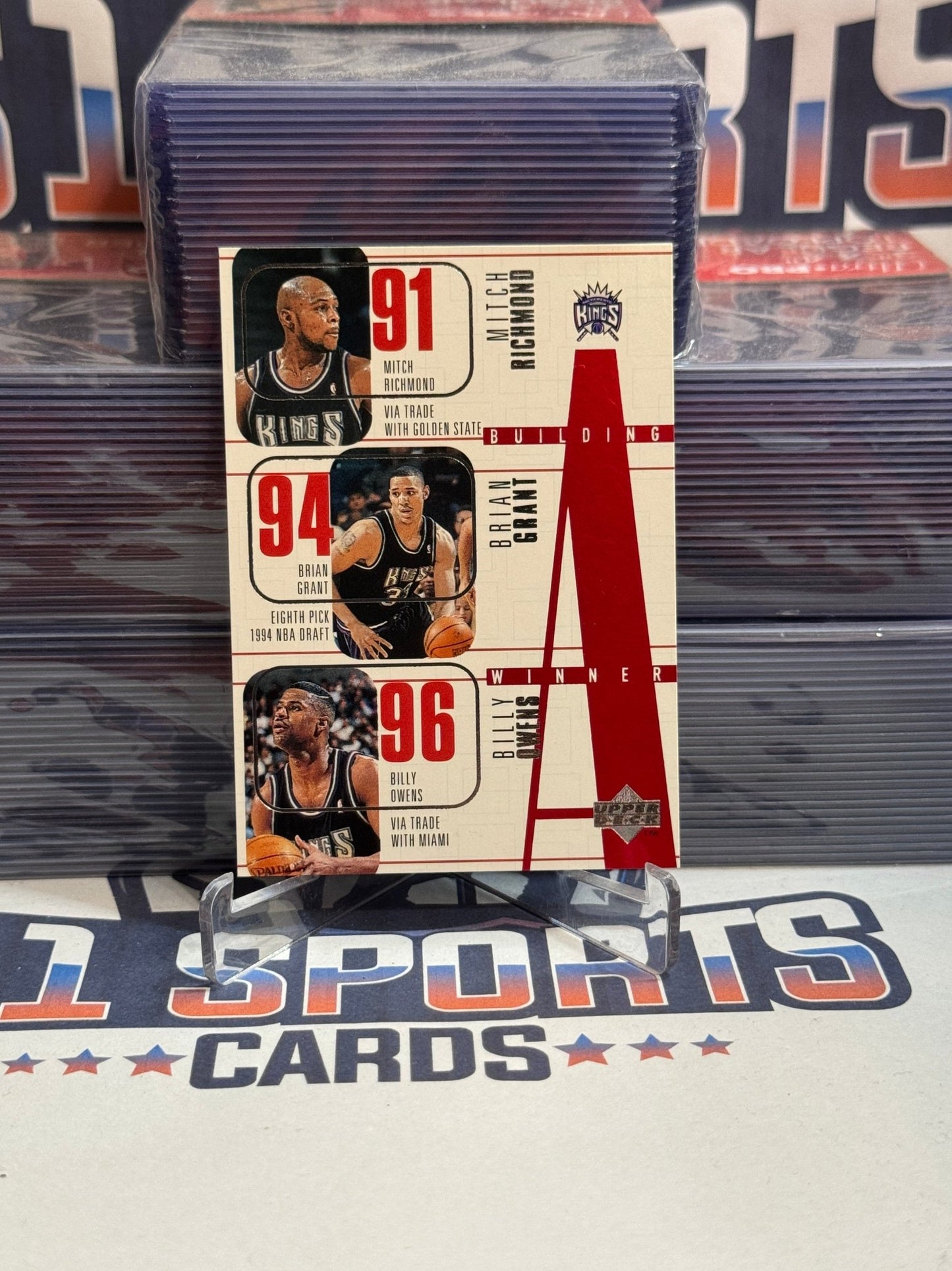 1996 Upper Deck Collector's Choice (Building A Winner) Mitch Richmond, Brian Grant, Billy Owens #158