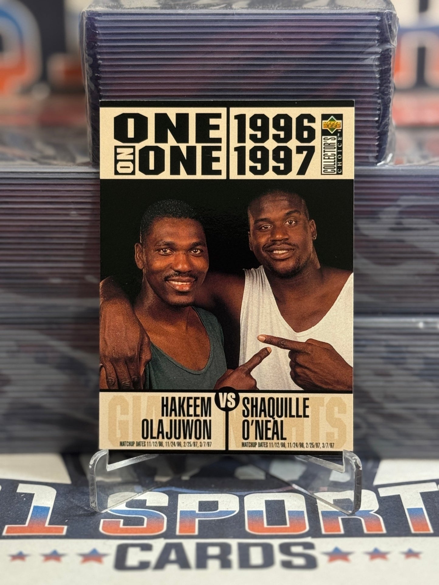 1996 Upper Deck Collector's Choice (One On One) Shaquille O'Neal & Hakeem Olajuwon 357