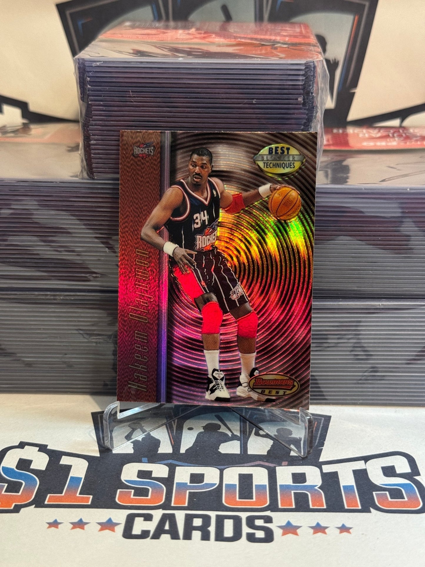 1997 Bowman's Best Techniques (Refractor) Hakeem Olajuwon #T8