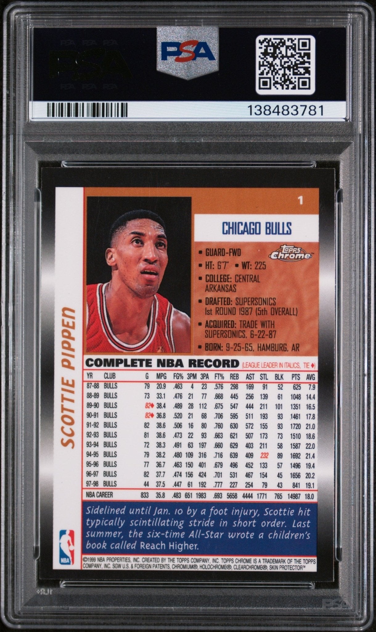 1998 Topps Chrome Scottie Pippen 1 - PSA 8