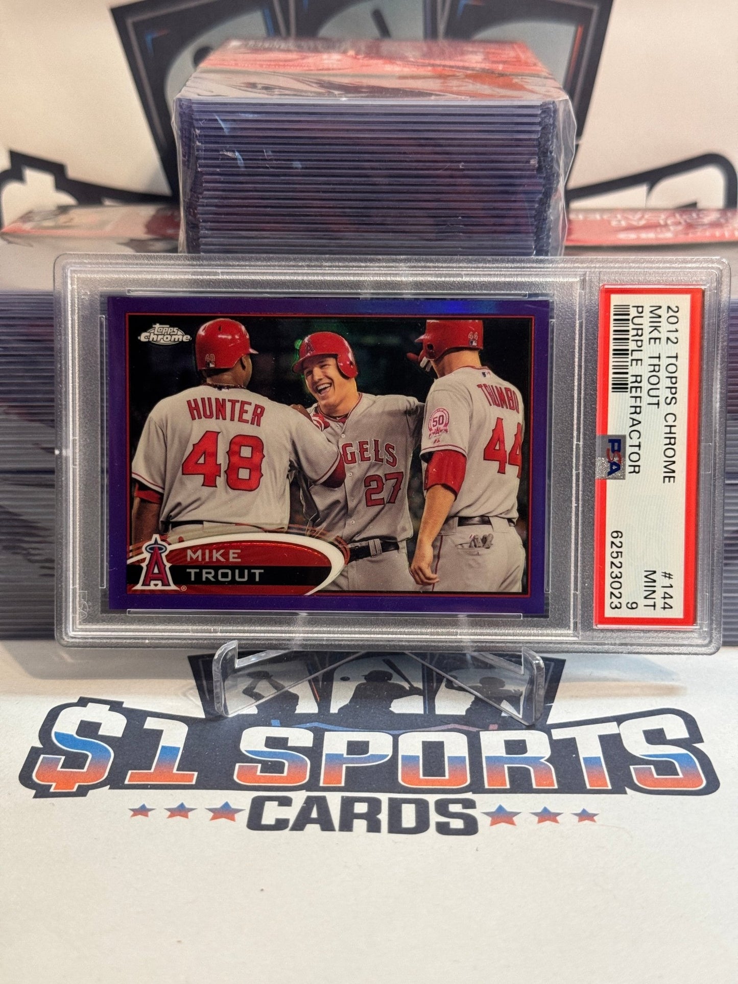 2012 Topps Chrome (Purple Refractor, 2nd Year) Mike Trout #144 - PSA 9