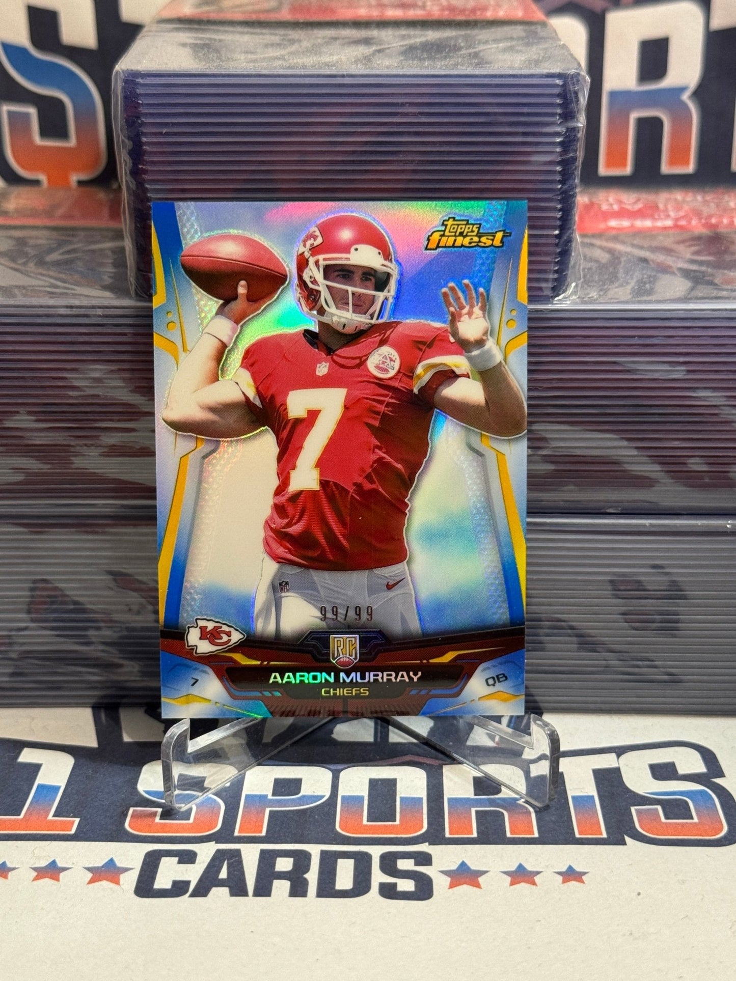 2014 Topps Finest (Blue Refractor 99/99) Aaron Murray Rookie #135