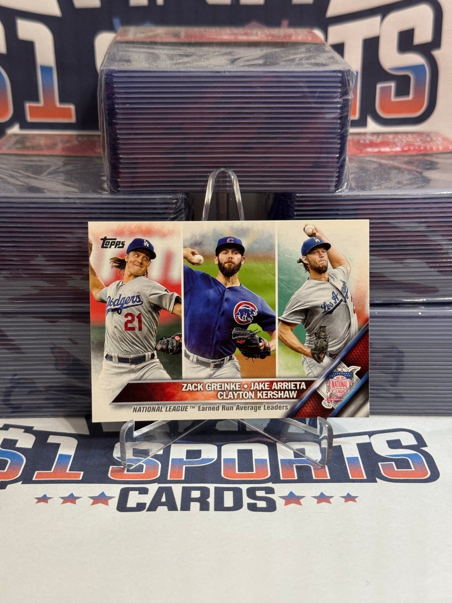 2016 Topps (League Leaders) Zack Greinke, Clayton Kershaw, Jake Arrieta #58