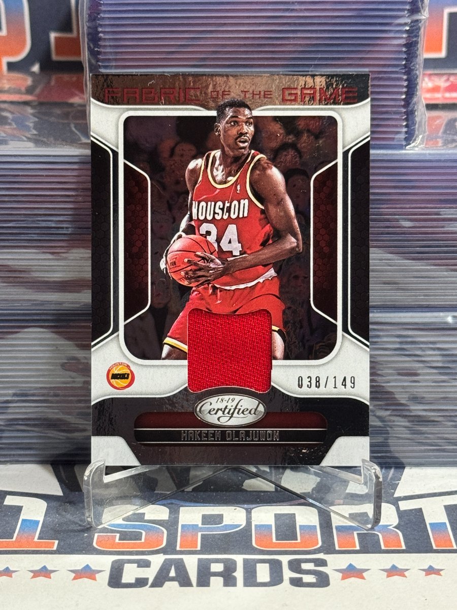 2018 Panini Certified (Fabric of the Game Relic 28/149) Hakeem Olajuwon FB-HOW