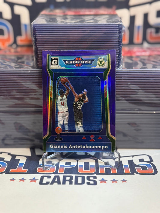 2020 Donruss Optic (Purple Prizm, Air Defense) Giannis Antetokounmpo #1