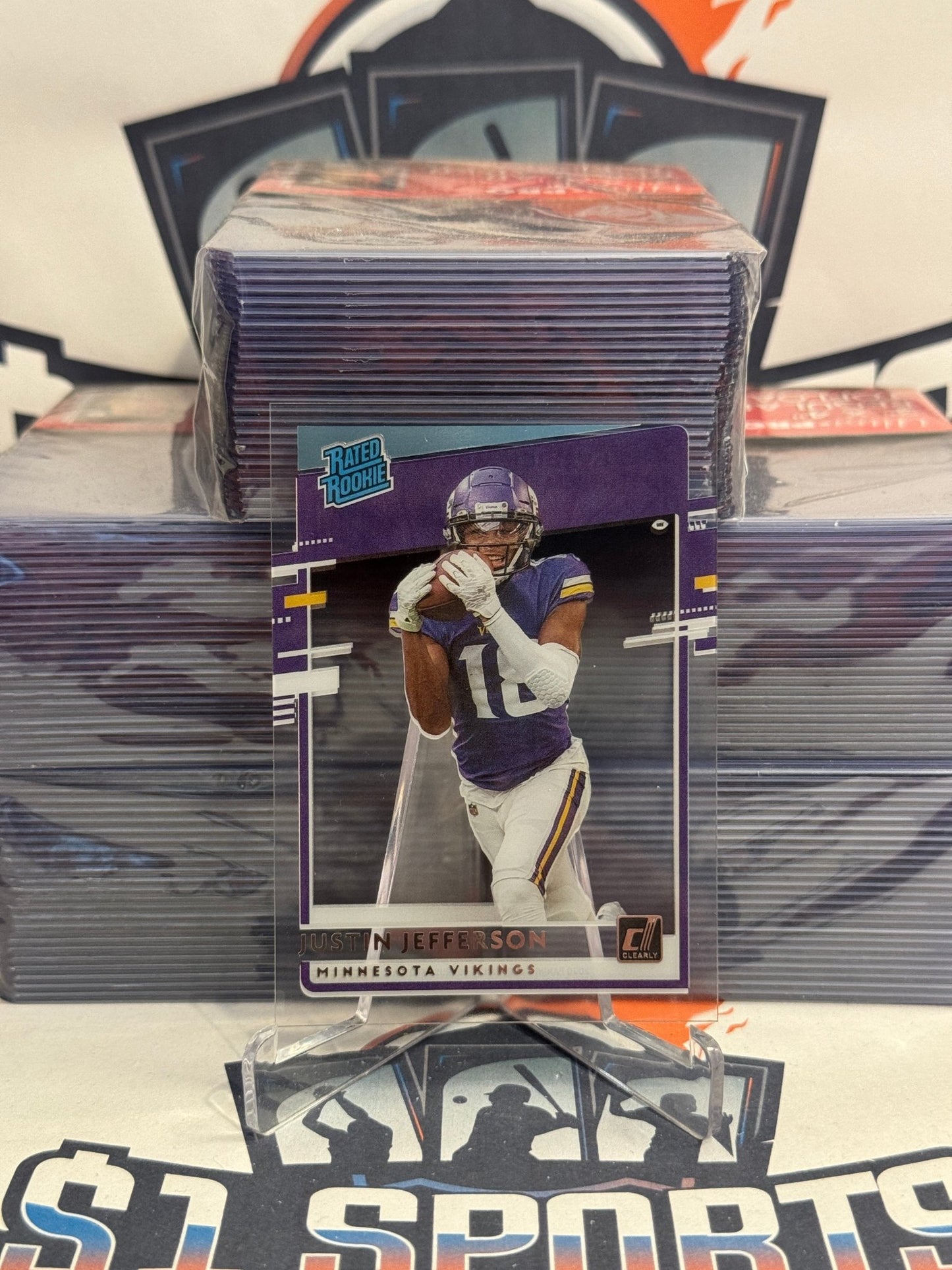 2020 Panini Chronicles (Clearly Donruss, Rated Rookie) Justin Jefferson #RR-JUJ