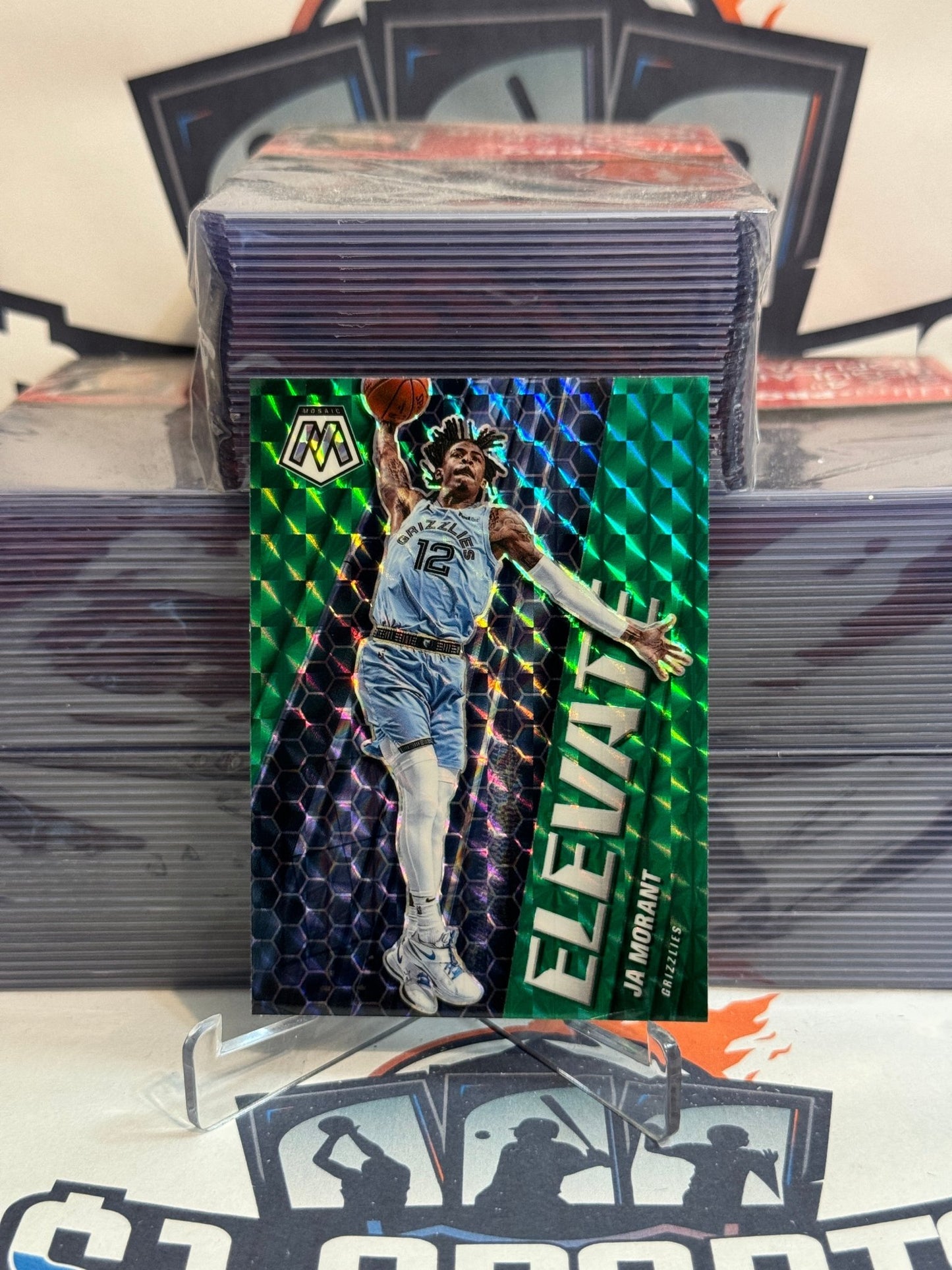 2020 Panini Mosaic (Green Prizm, Elevate) Ja Morant #12