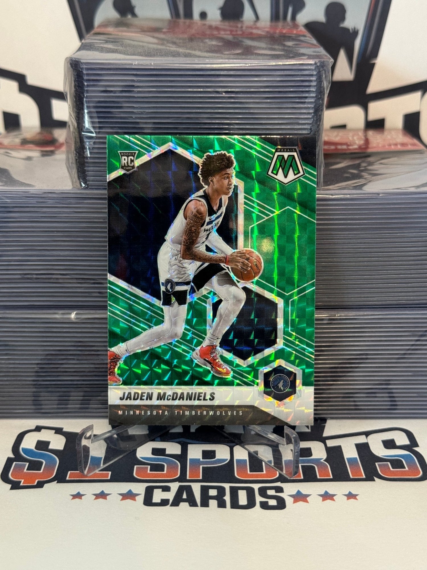 2020 Panini Mosaic (Green Prizm) Jaden McDaniels Rookie #235