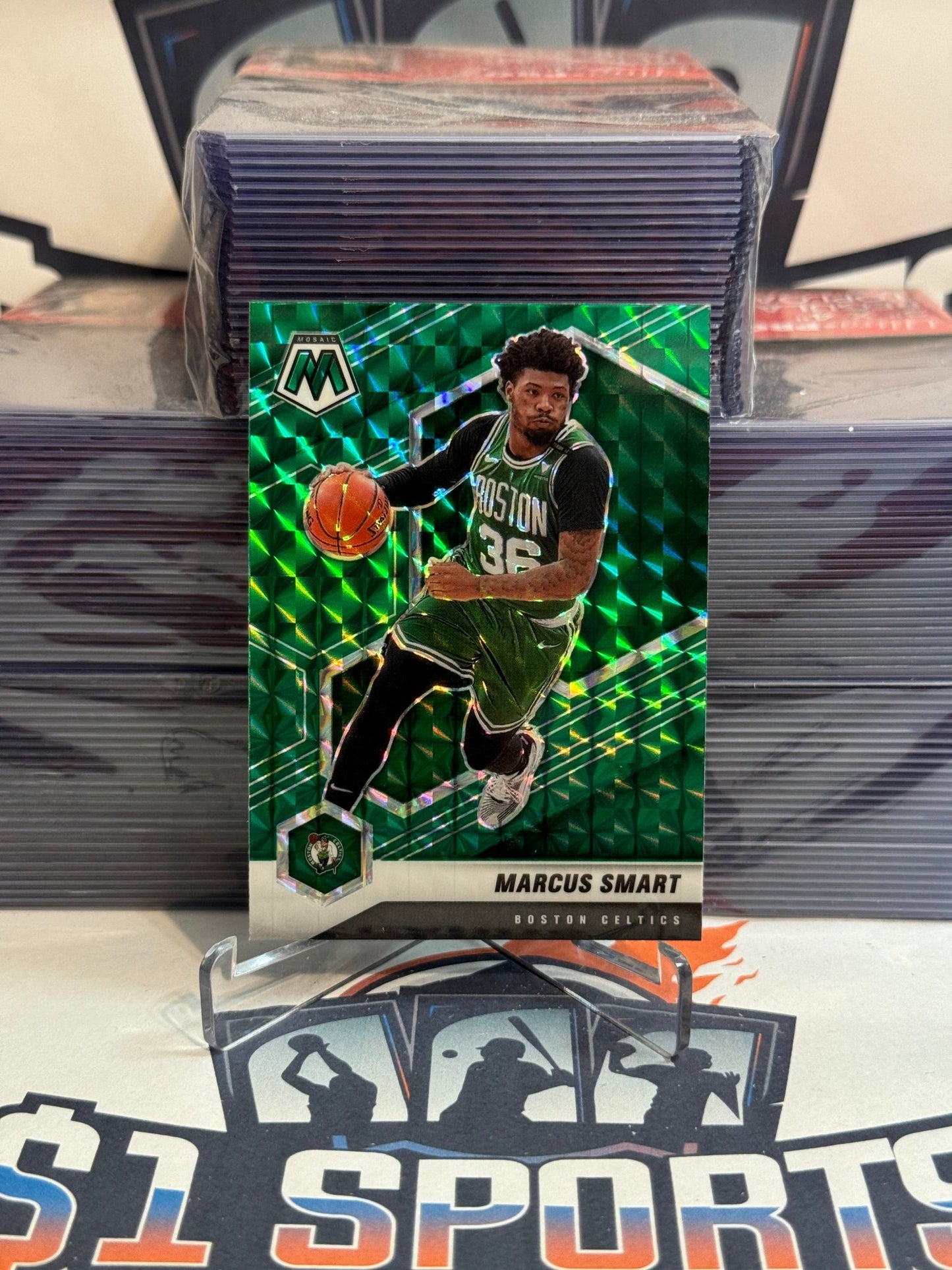 2020 Panini Mosaic (Green Prizm) Marcus Smart #99