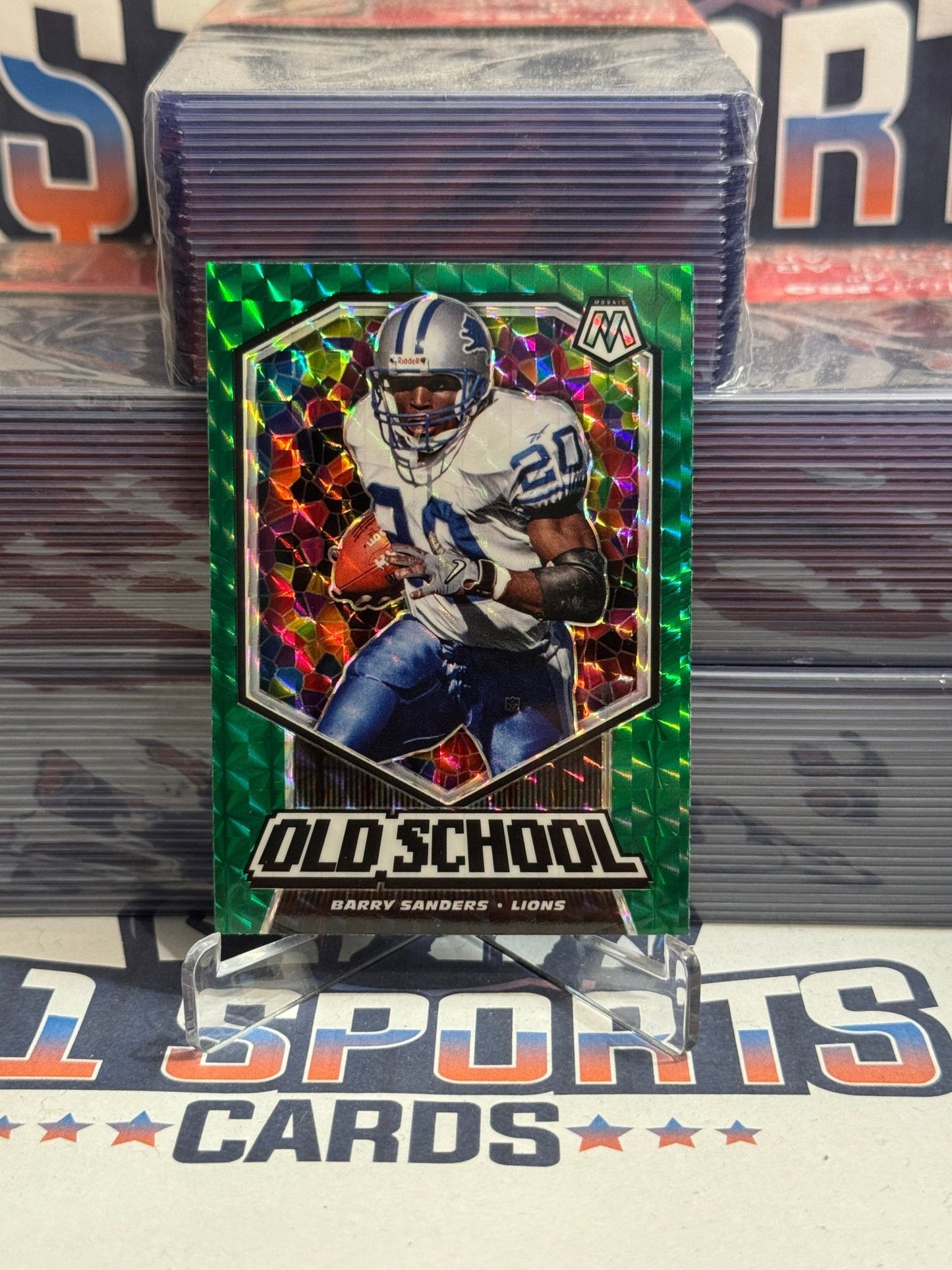 2020 Panini Mosaic (Green Prizm, Old School) Barry Sanders #OS13
