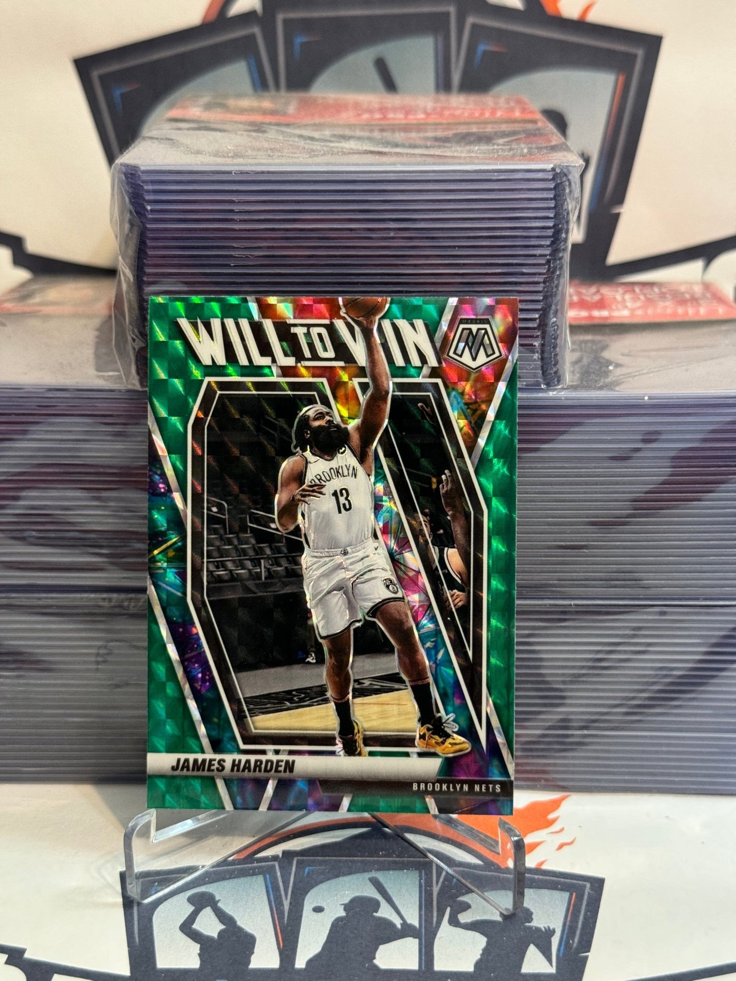 2020 Panini Mosaic (Green Prizm, Will to Win) James Harden #8