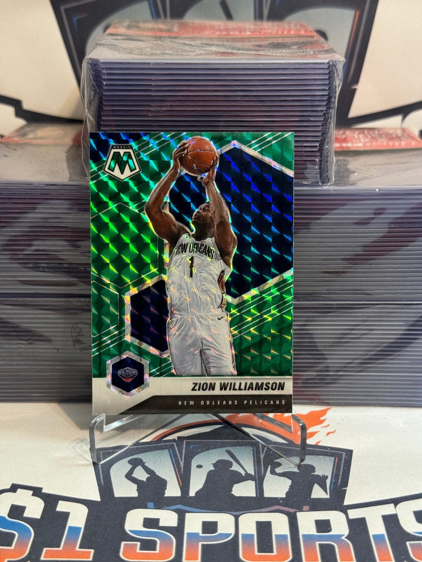 2020 Panini Mosaic (Green Prizm) Zion Williamson #49