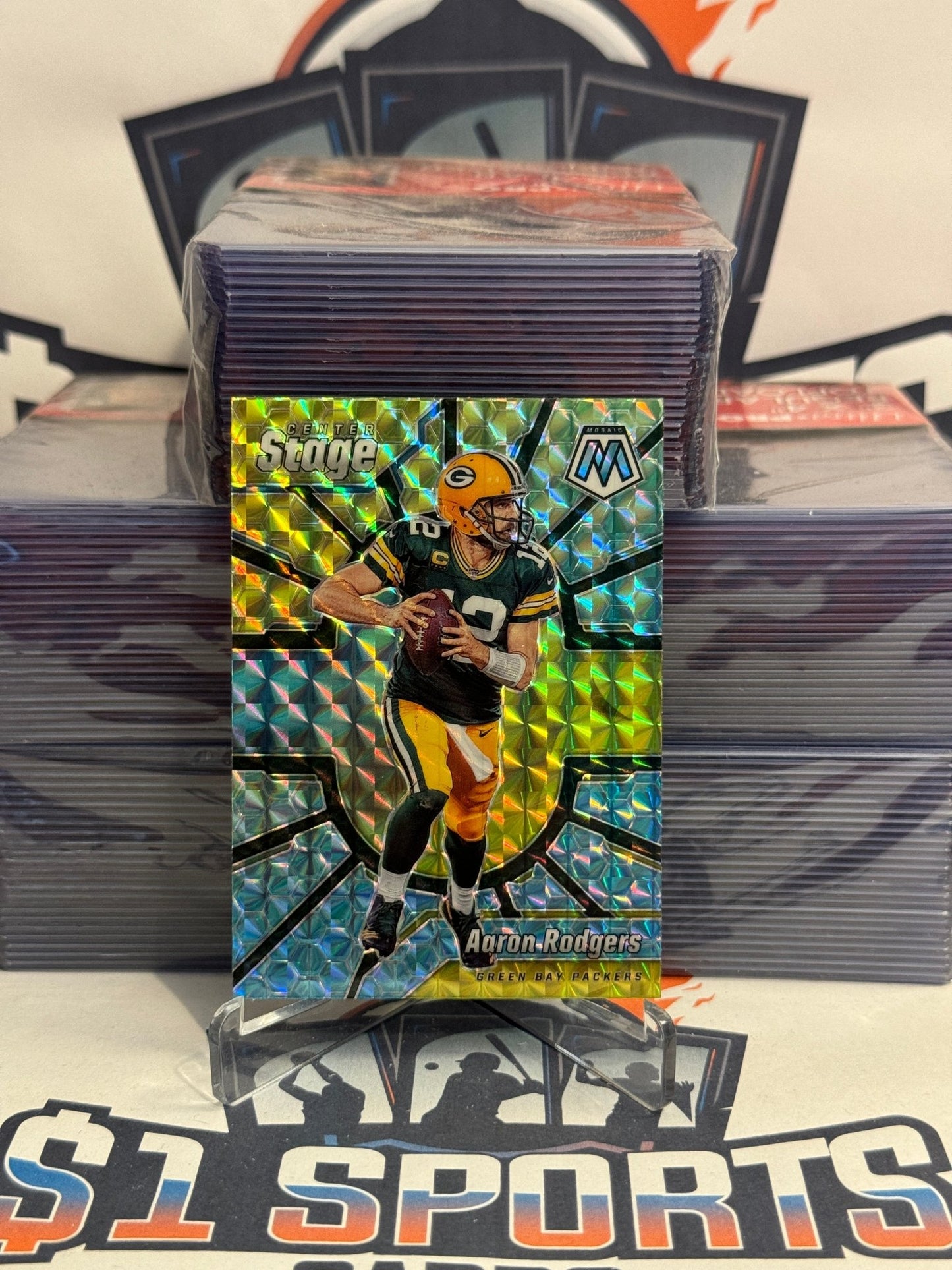 2020 Panini Mosaic (Mosaic Prizm, Center Stage) Aaron Rodgers #CS13