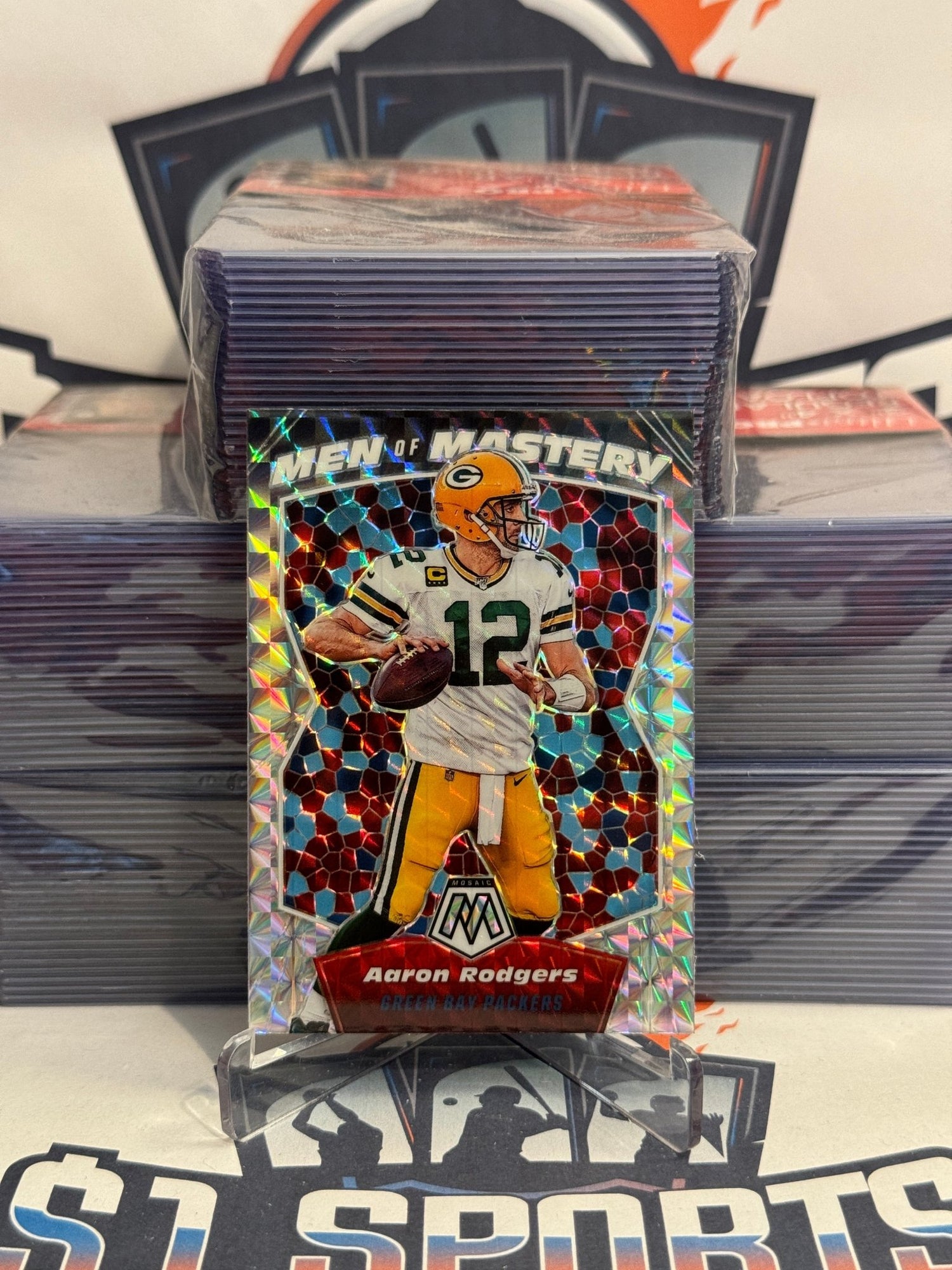 2020 Panini Mosaic (Mosaic Prizm, Men of Mastery) Aaron Rodgers #MM-2