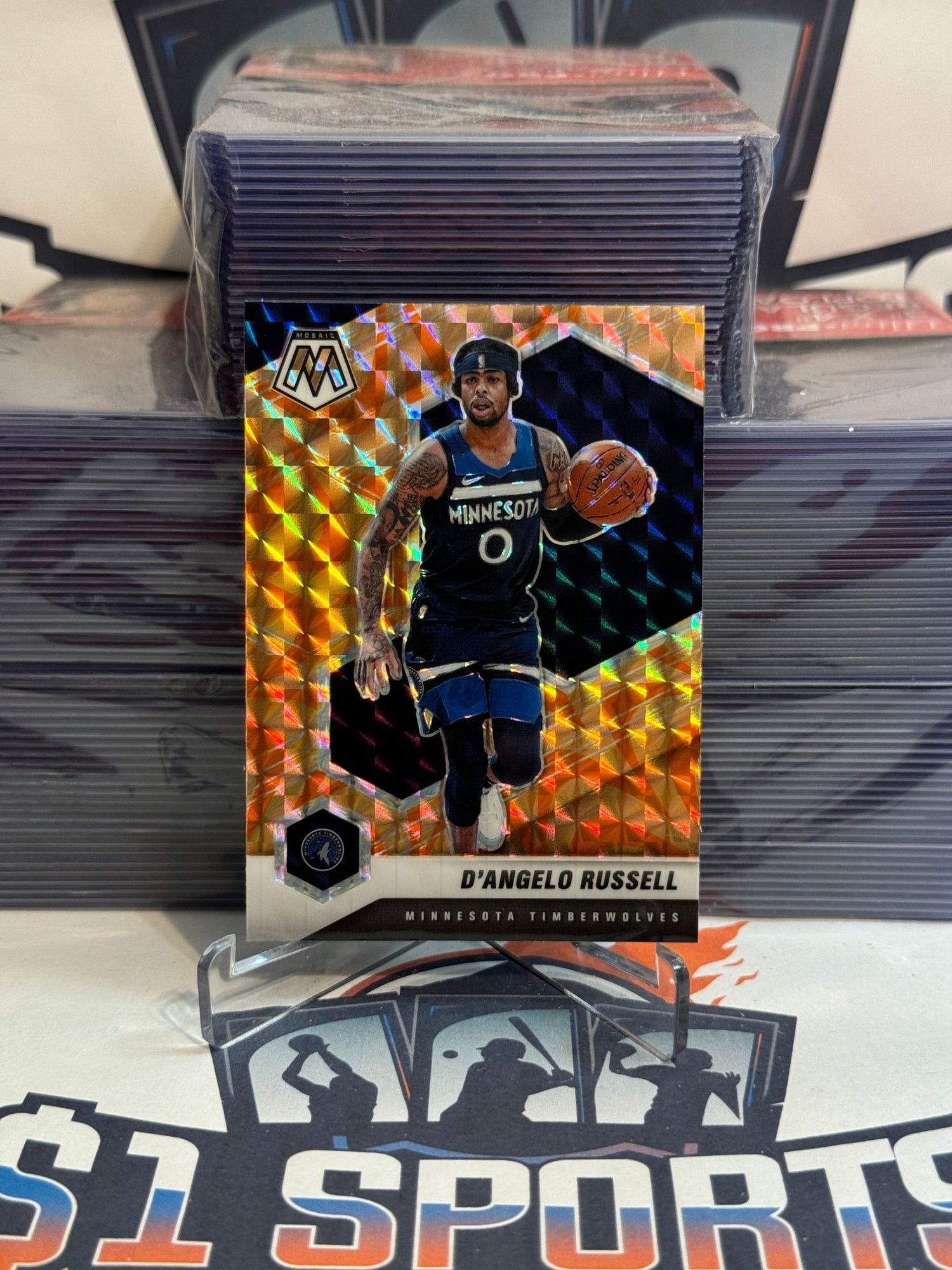 2020 Panini Mosaic (Orange Reactive Prizm) D'Angelo Russell #147