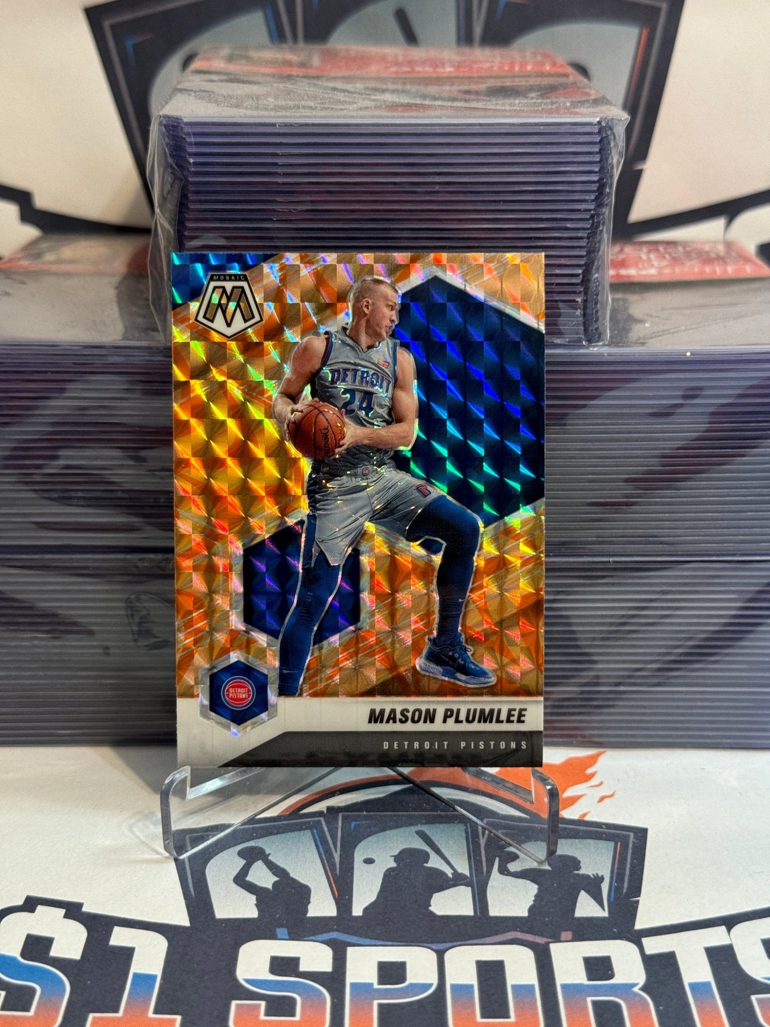 2020 Panini Mosaic (Orange Reactive Prizm) Mason Plumlee #118