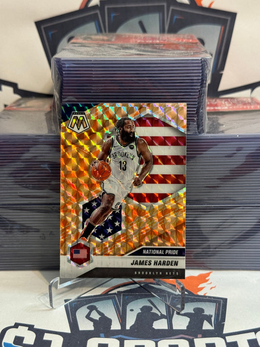 2020 Panini Mosaic (Orange Reactive Prizm, National Pride) James Harden #256