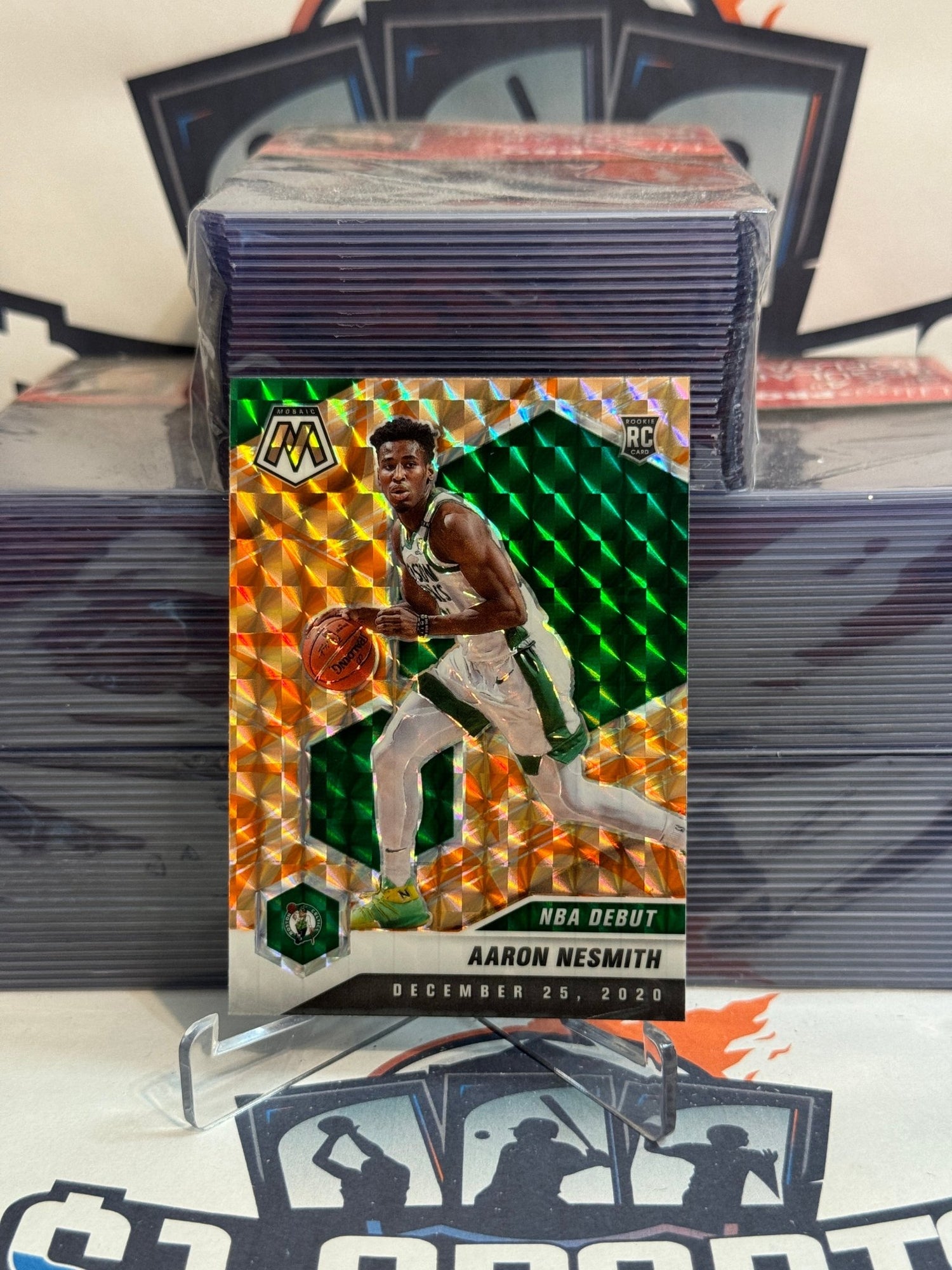 2020 Panini Mosaic (Orange Reactive Prizm, NBA Debut) Aaron Nesmith Rookie #279