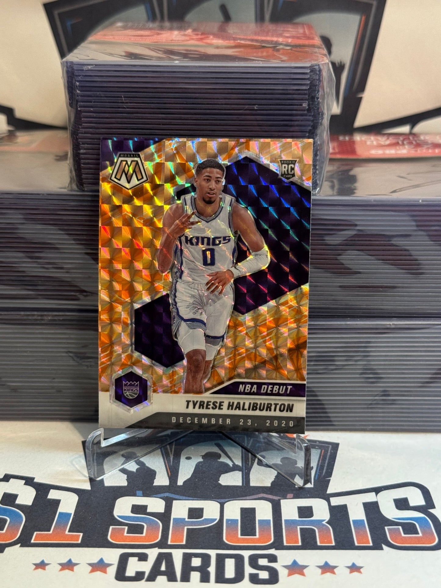 2020 Panini Mosaic (Orange Reactive Prizm, NBA Debut) Tyrese Haliburton Rookie #264
