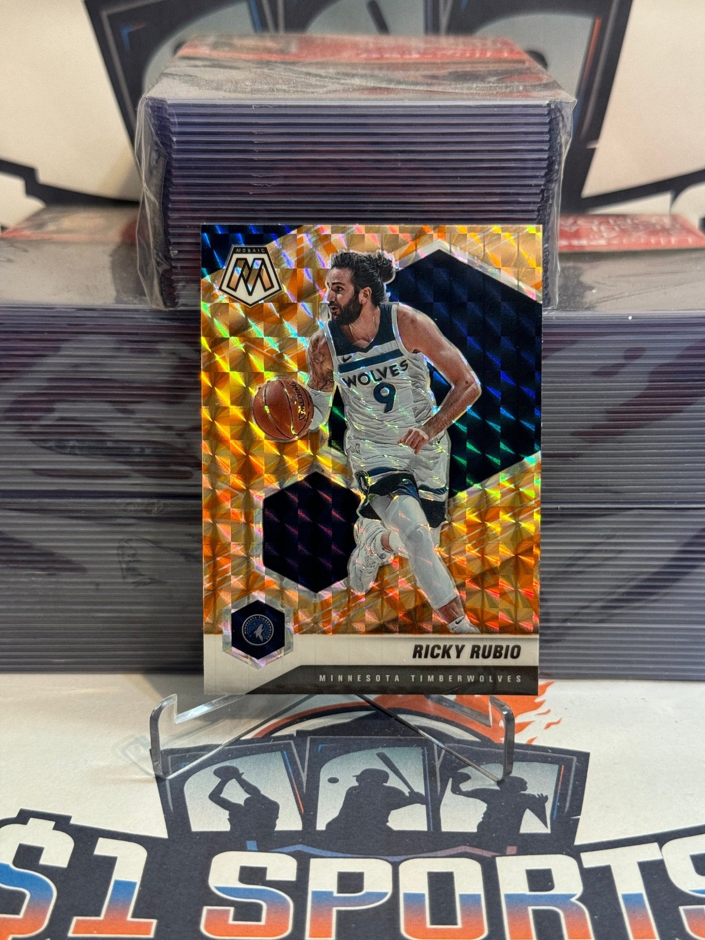 2020 Panini Mosaic (Orange Reactive Prizm) Ricky Rubio #71