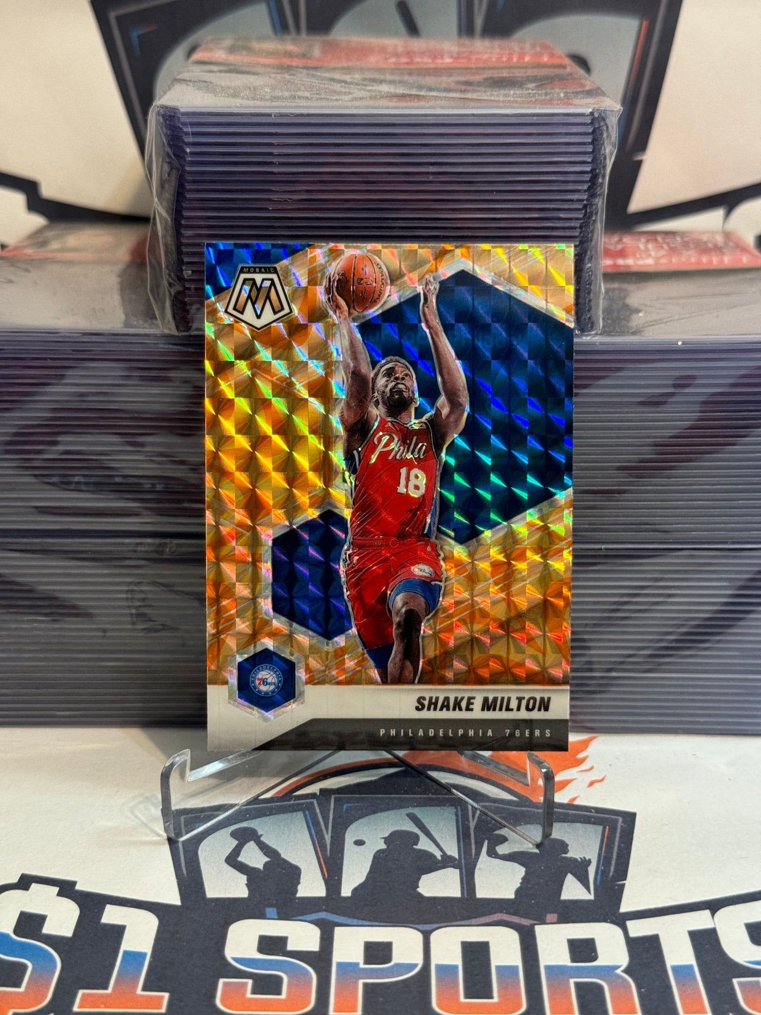 2020 Panini Mosaic (Orange Reactive Prizm) Shake Milton #56