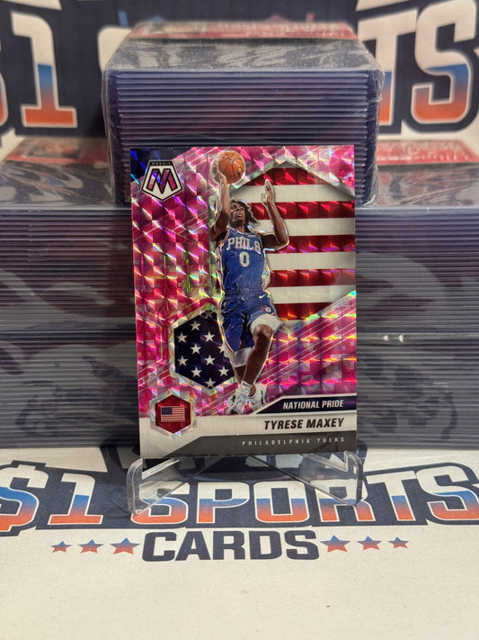 2020 Panini Mosaic (Pink Camo Prizm, National Pride) Tyrese Maxey Rookie 259