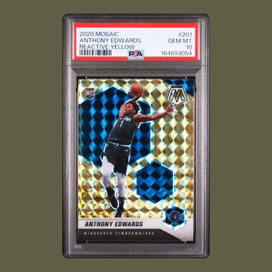 2020 Panini Mosaic (Reactive Yellow Prizm) Anthony Edwards Rookie 201 - PSA 10