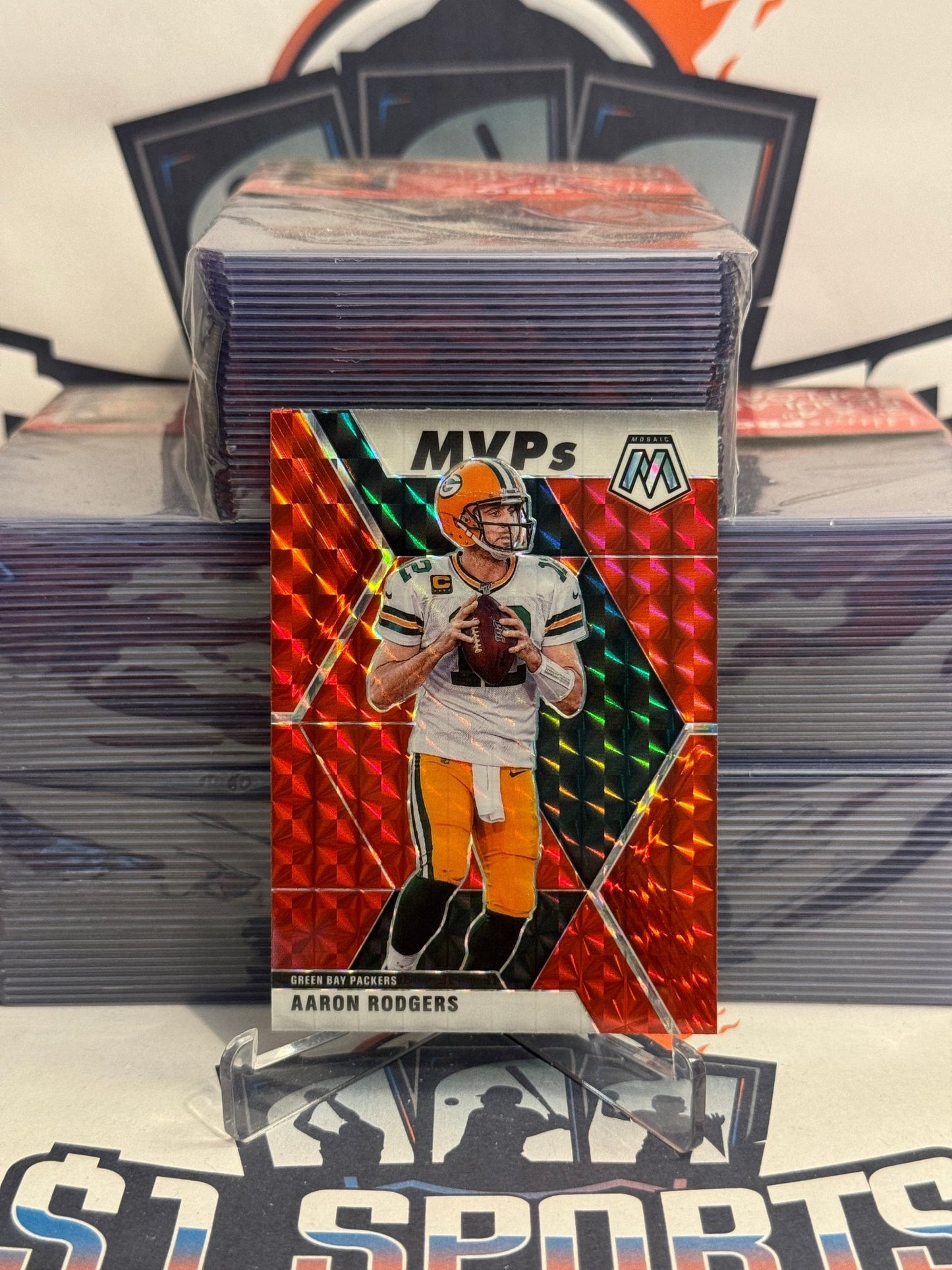 2020 Panini Mosaic (Red Prizm, MVPs) Aaron Rodgers #300